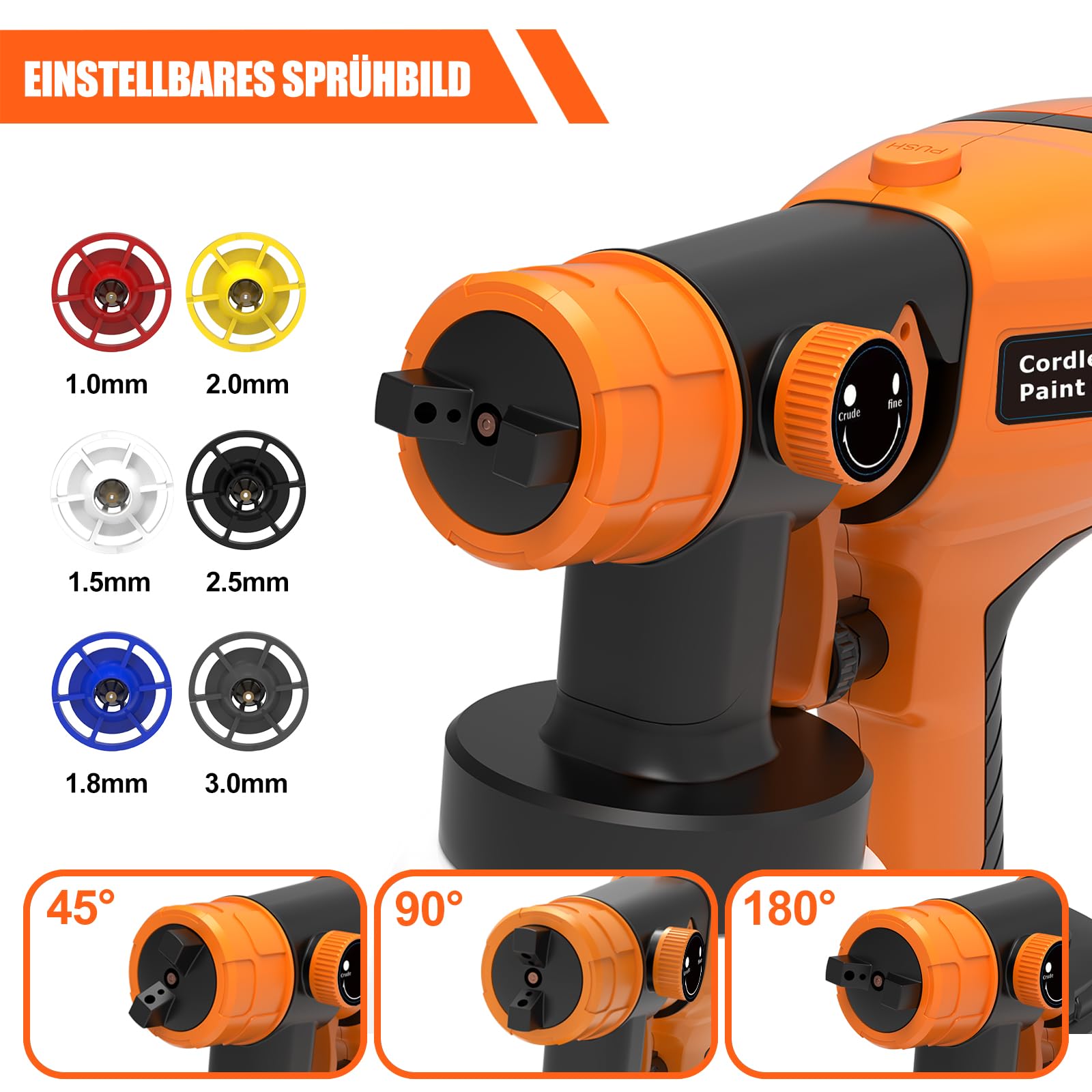Akumulatorowy system natryskowy, 600 W HVLP pistolet natryskowy, z 6 dyszami i 3 obrazami natryskowymi, pistolet lakierniczy 1000 ml, elektryczny pistolet natryskowy 2 x 4,0 Ah, pistolet do