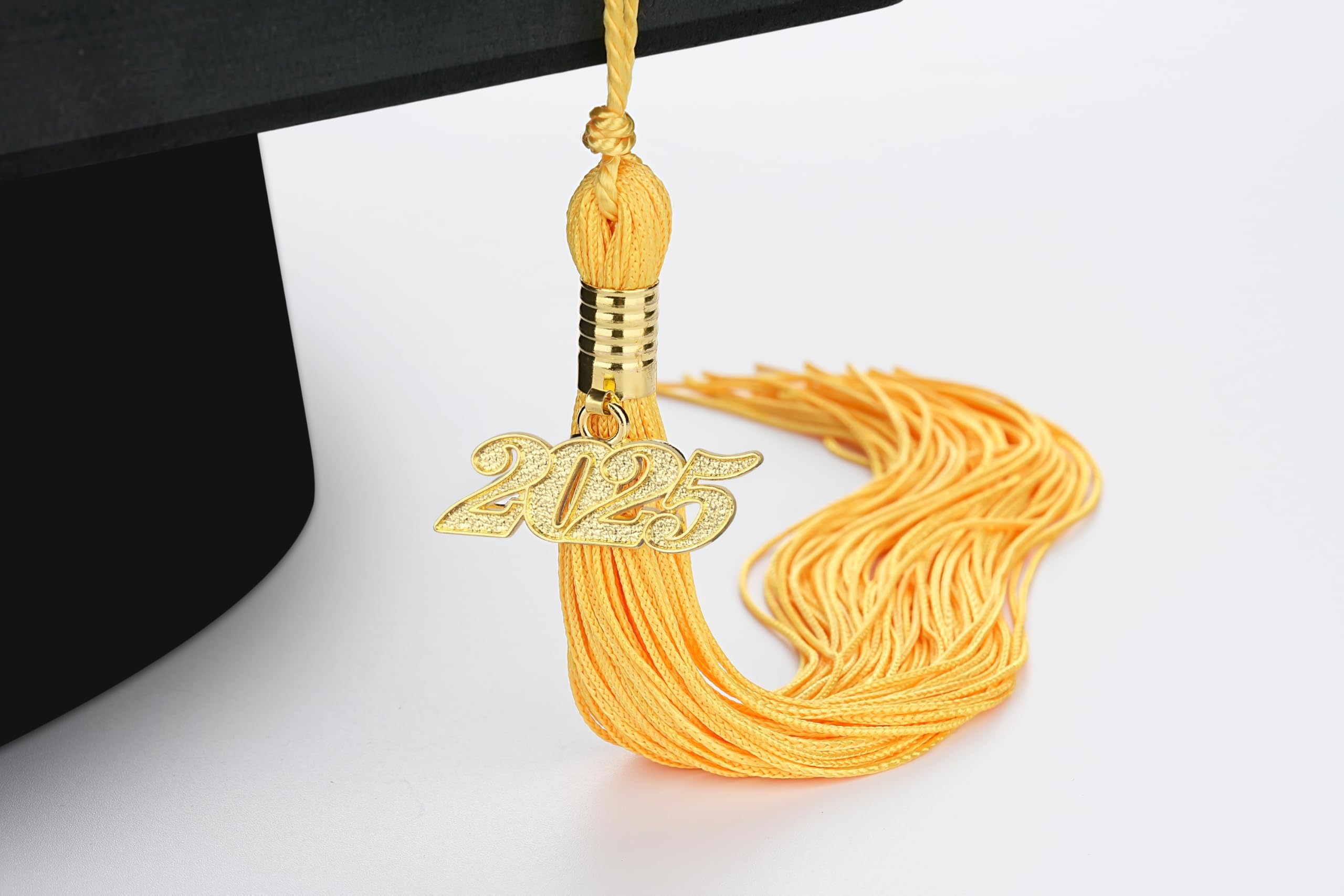 ZIRURUTON 10 Pieces 2025 Graduation Cap Tassels with Gold Charms Graduation Decorations for Ceremony Party-Gold