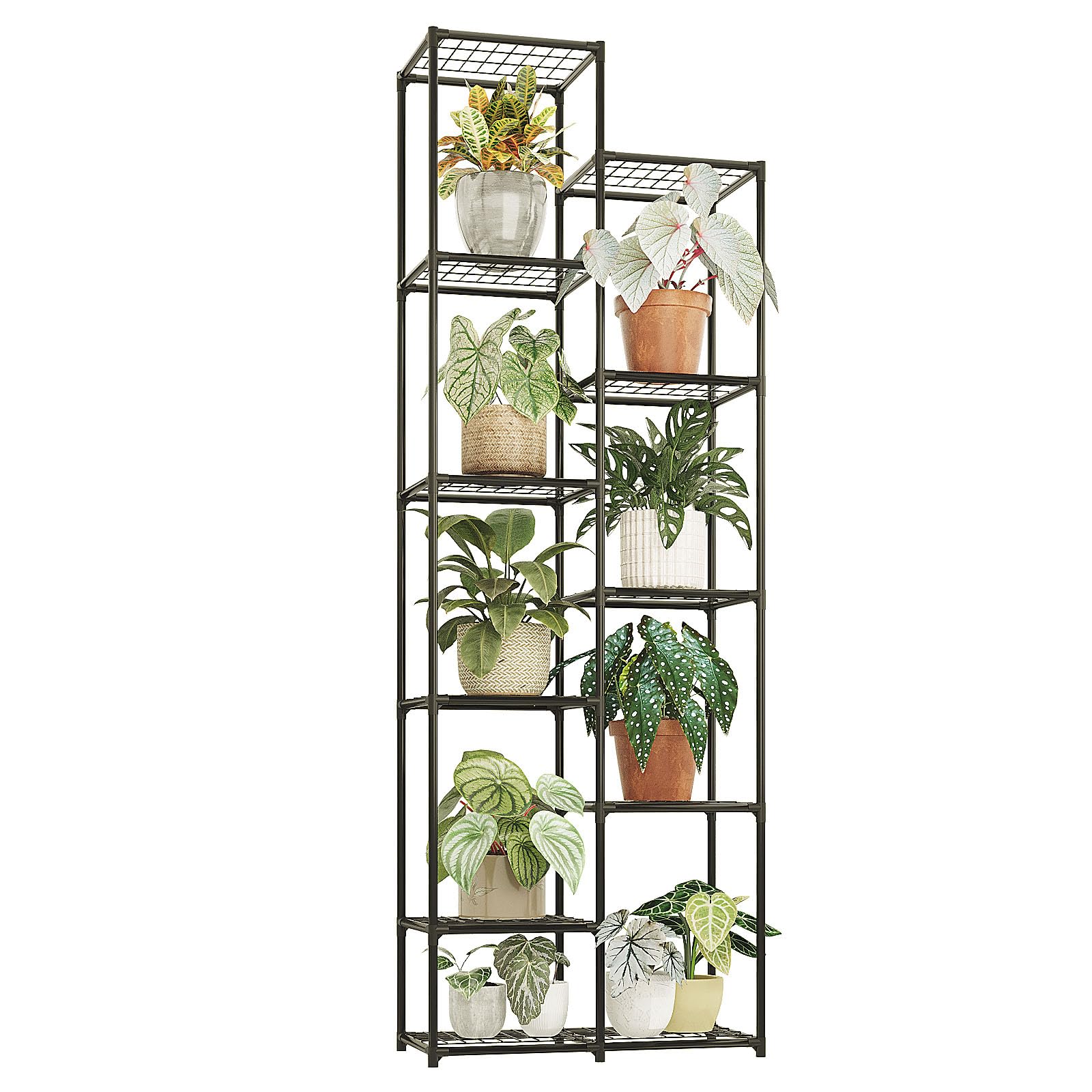 Bamworld Plant Stand Indoor Outdoor 11 Tire Tall Large Metal Plant Shelf Multi Tier Flower Stands Garden Shelves Wooden Plant Display Holder Rack for Living Room Corner โ image 1