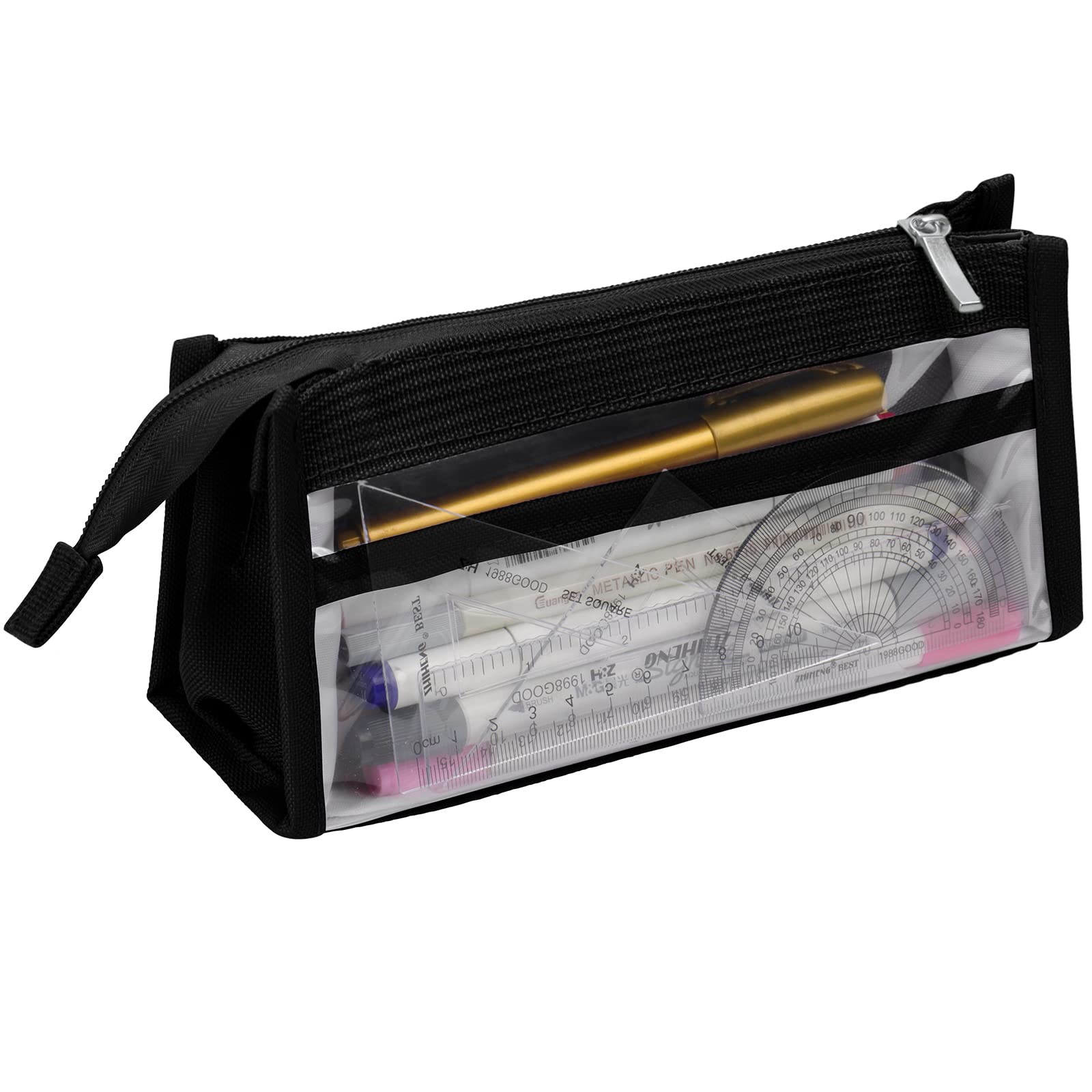 hoinya Large Capacity Pencil Case, 6 Compartments Transparent Pencil Pouch