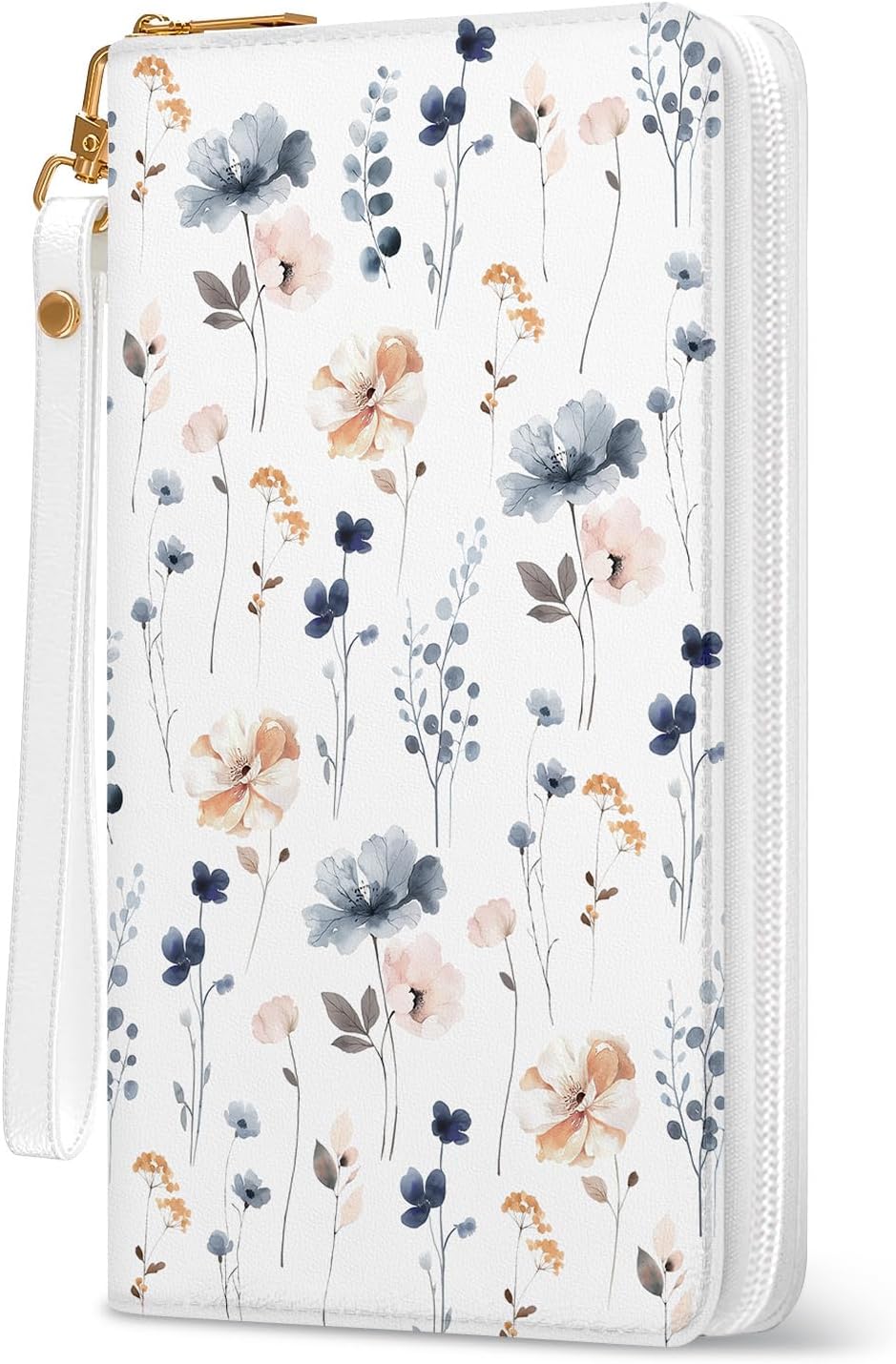 Flower Womens Wallet, RFID Blocking Wallets for Women, Ladies Purse with Zip Around Credit Card Holder and 10 Card Slots & ID Window, Travel Large Capacity Women's Clutch Hand Strap Christmas Gift