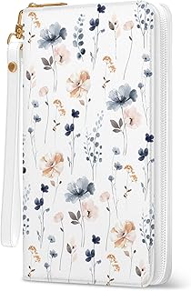 Vorruil Flower Womens Wallet, RFID Blocking Wallets for Women, Ladies Purse with Zip Around Credit Card Holder and 10 Card Slots & ID Window, Travel Large Capacity Women's Clutch Hand Strap Christmas Gift