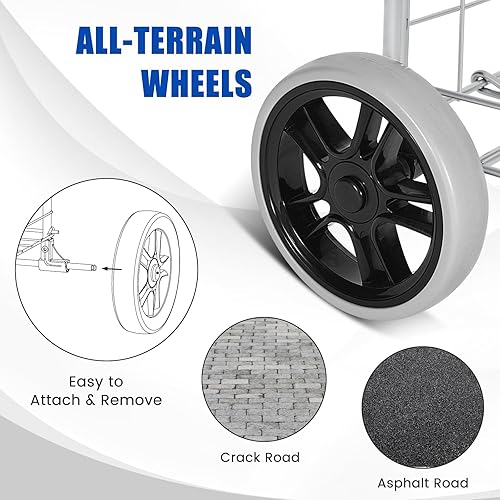 Miniatura 3 de IRONMAX Carrito de compras de comestibles, carrito plegable y resistente con ruedas grandes para una fácil instalación y extracción, carrito ligero