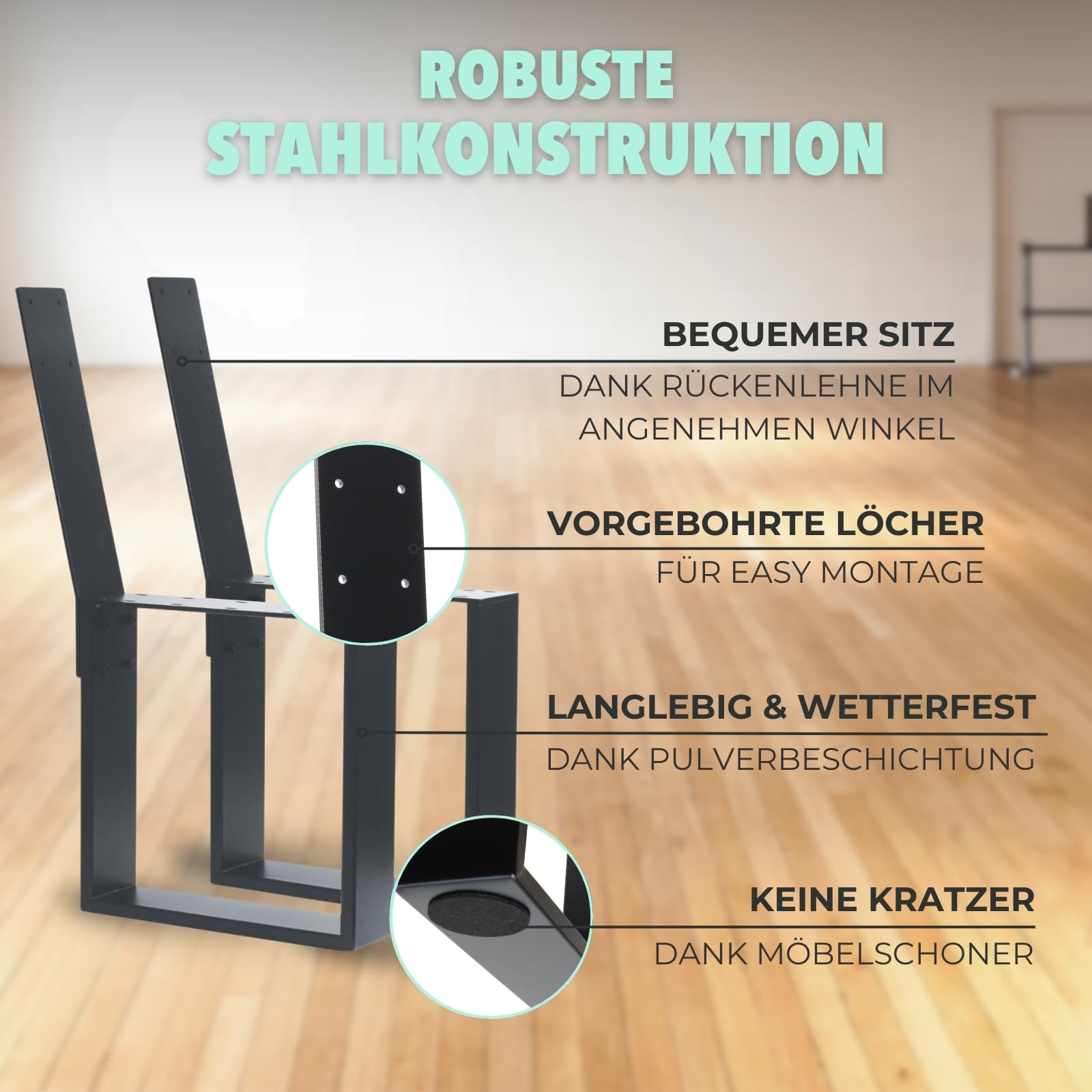 HAGO24 Bankgestell in Anthrazit I hochwertige Bank Füße aus Stahl I Bankbeine für Sitzbank mit Rückenlehne I DIY Metallgestell für Esszimmer-Bank & Gartenbank I rostfrei & wetterfest