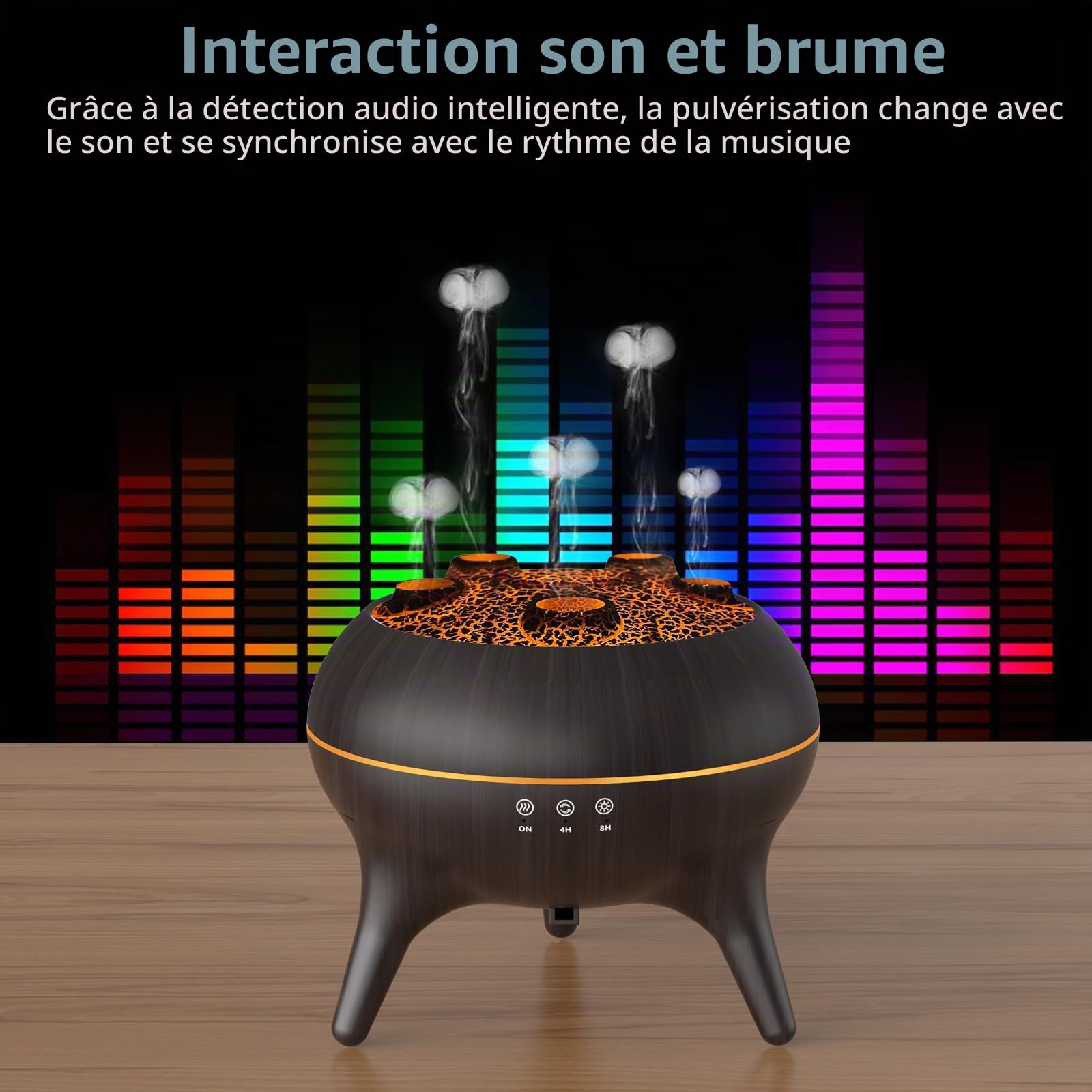 Diffuseur d'huiles essentielles pour chambre à coucher, 250 ml, brume méduse, humidificateur d'air, aromathérapie, diffuseur d'arômes avec lumières LED de 8 couleurs, minuteries, arrêt automatique