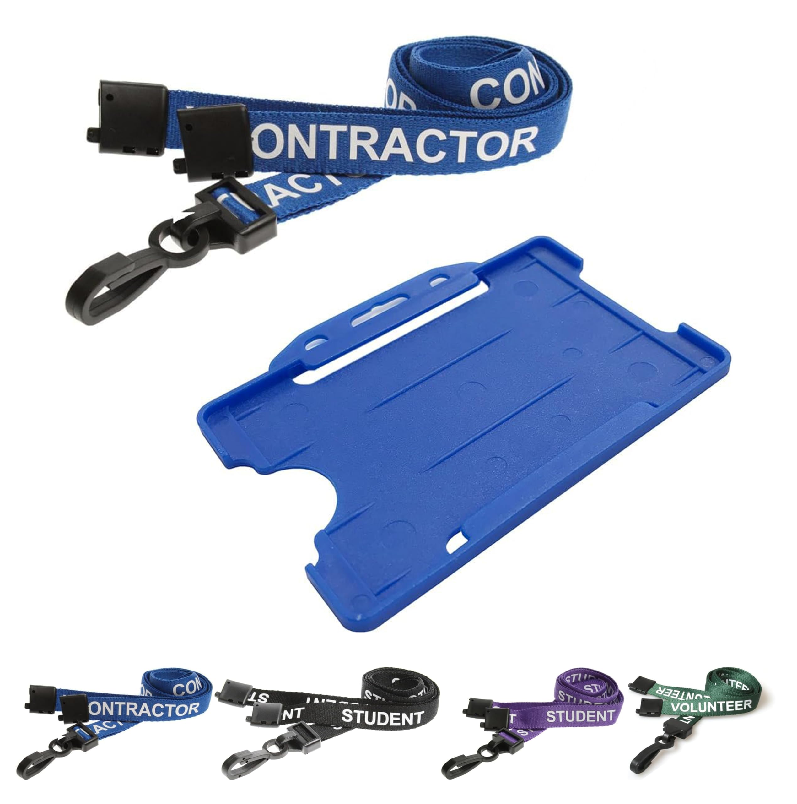 Contractors Lanyard ID Card Holder & Single Sided Blue Open Faced ID Card Holder Lanyard Has Built in Safety Breakaway Clip PCL Media ltd