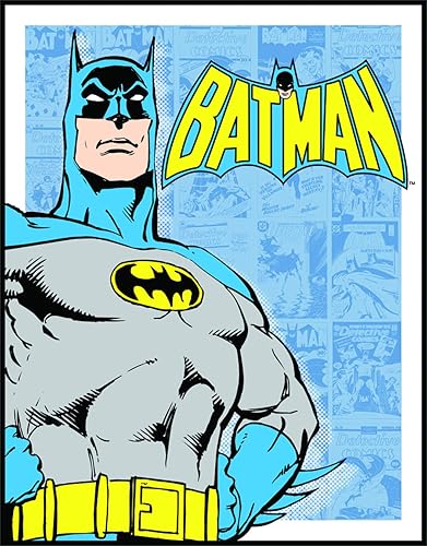 Desperate Enterprises Batman - Letrero de estaño con paneles retro 125 pulgadas de ancho x 16 pulgadas de alto