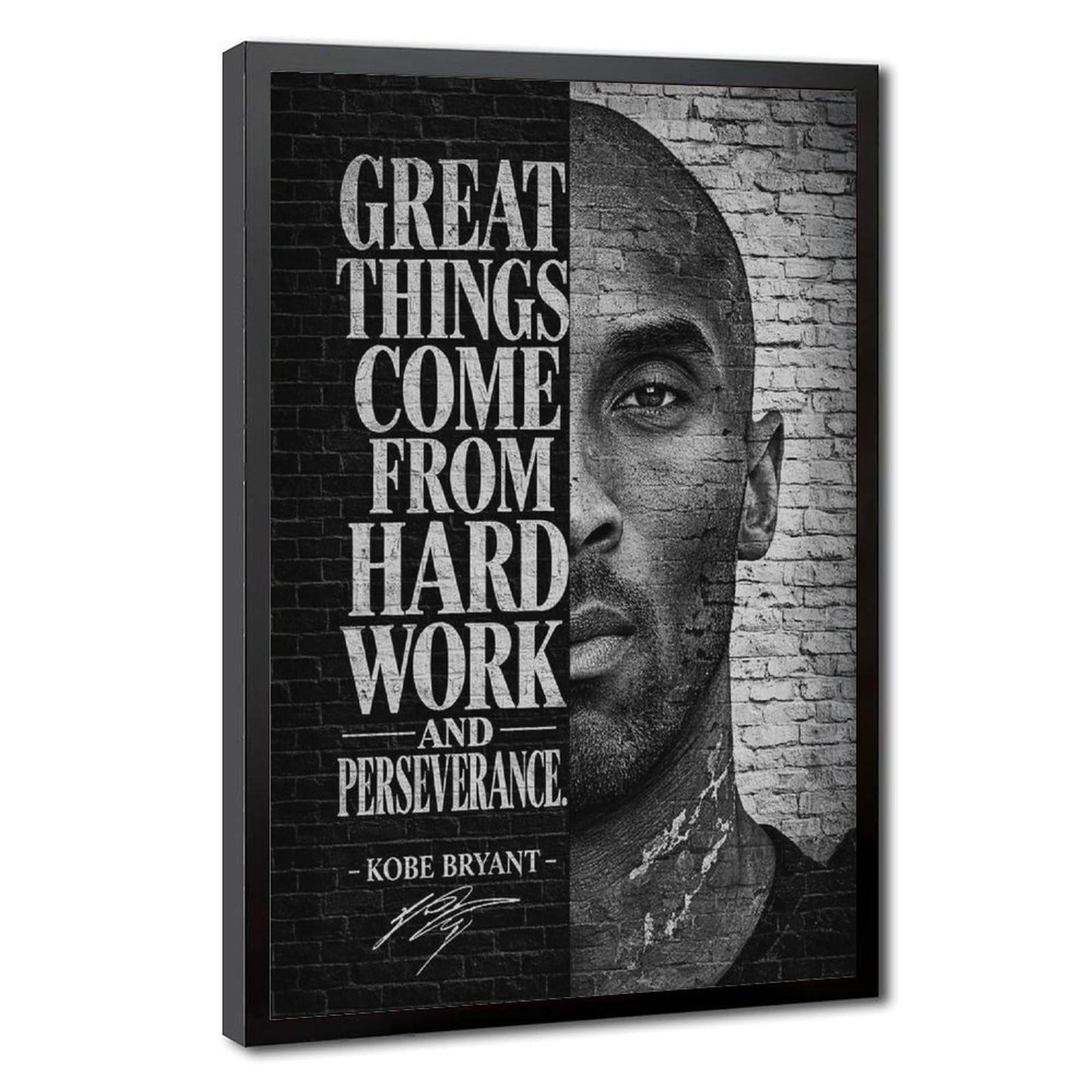Mnyuein Kobe Bryant Quote Canvas Poster Bedroom Decor Sports Landscape Office Room Decor Gift Black Frame 16" L X 24" W