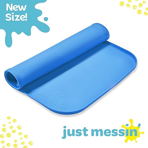Vista 26 de Just Messin' Tapete de silicona para manualidades, legos, slime, resina, pintura y joyería, protección de mesa con lados elevados para contener