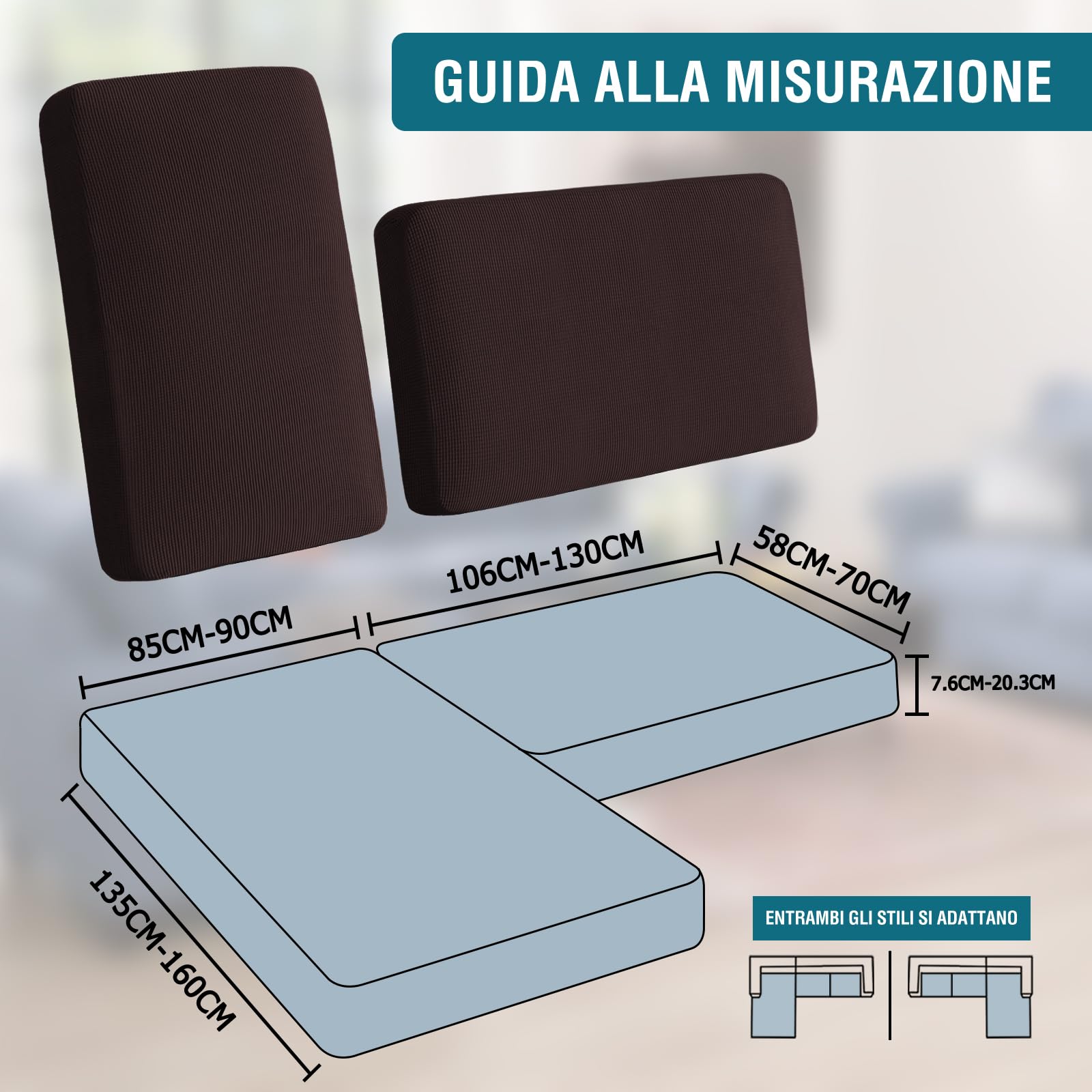 BellaHills Copridivano Elasticizzato, Telo Copridivano Universale con Penisola a Sinistra/Destra per Divani Forma di L Elasticizzato, Copridivano Antigraffio Gatto (2 Posto + Chaiselongue, Marrone)