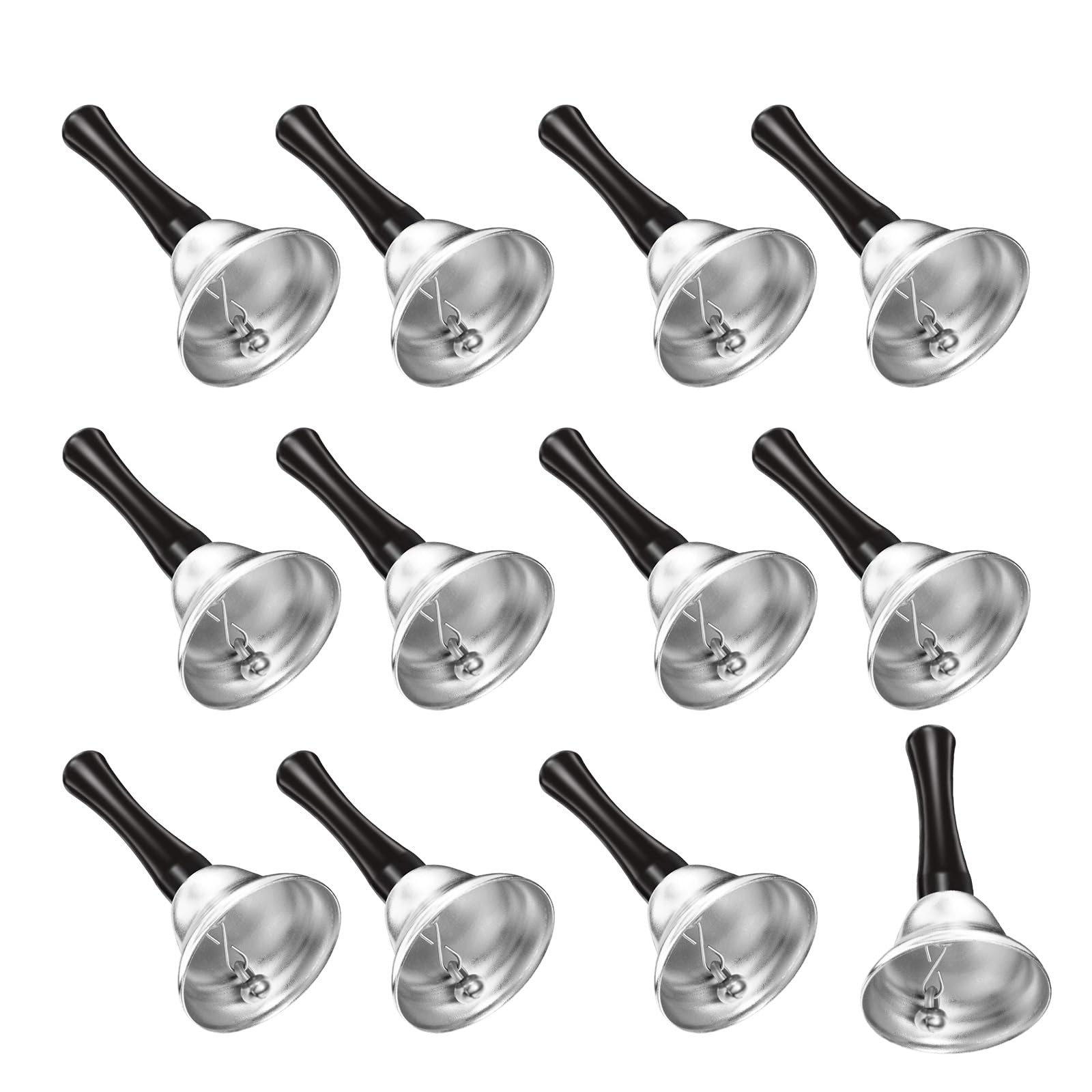 NRVTRE 12Pcs 50MM Santa Hand Bells Christmas Tree Iron Hand Bells Ornaments for Christmas Tree Tabletop Display Holiday Party Decorations Decoration