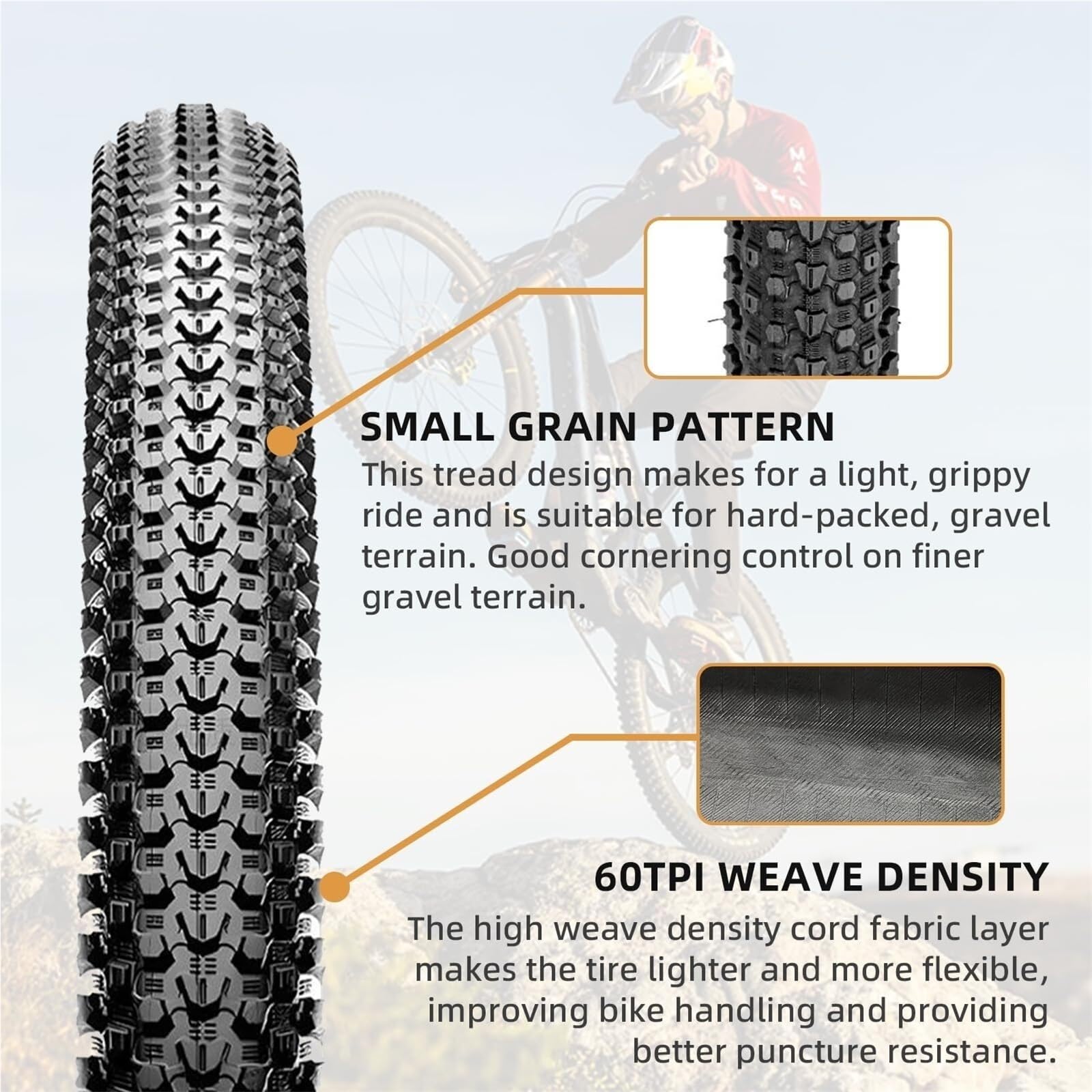 26x1.95, 27,5x2.1, 29x2.25 Pollici Kit 2 Pezzi Pneumatici Bici con Camere, Pneumatici Resistenti alle Forature for MTB, Ibride, Città, Cruiser(A,29x2.25)
