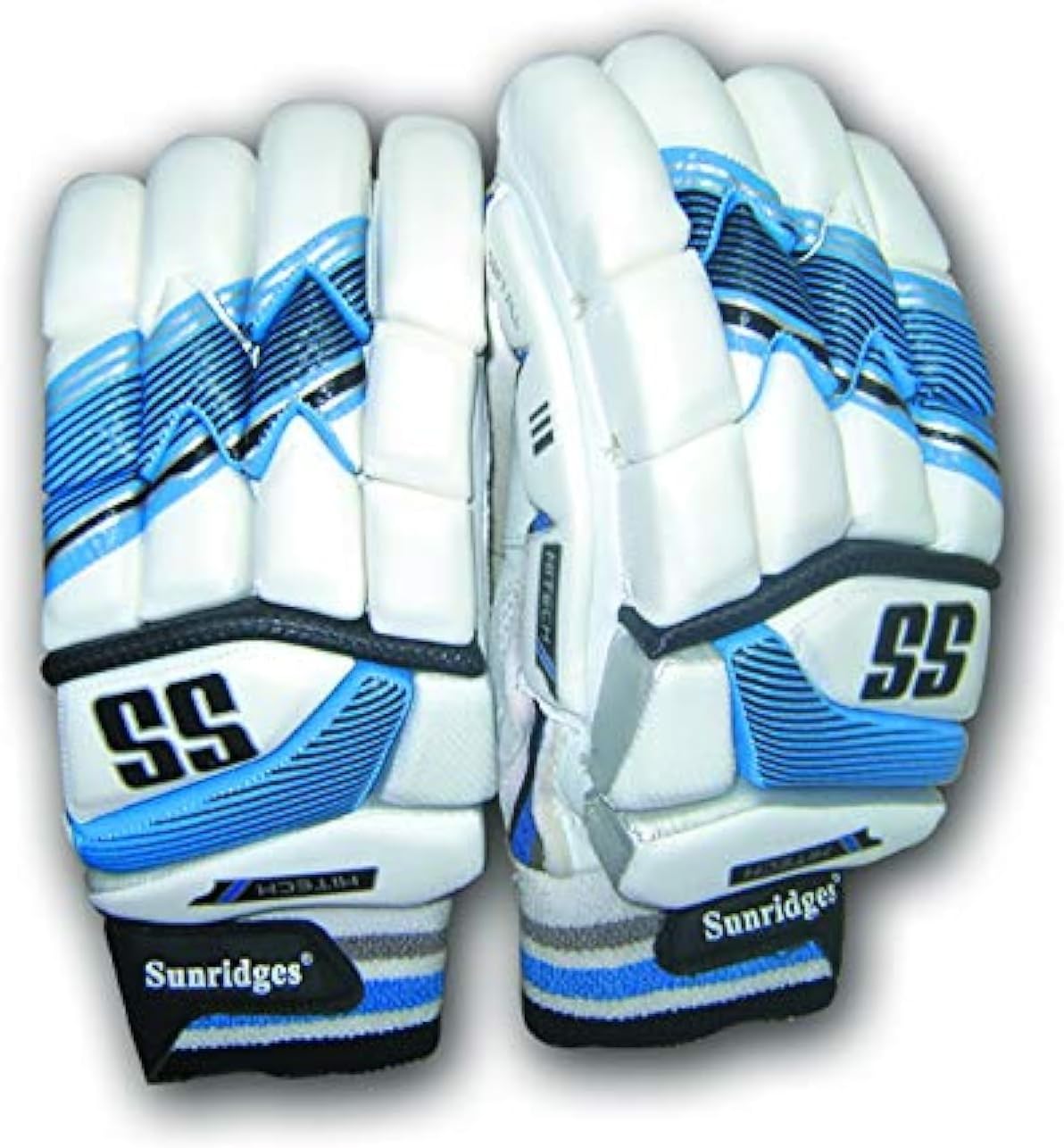 Buy SS Hitech Cricket Batting Gloves (White & Blue, Faux Leather