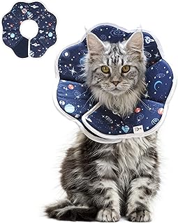 ComSaf Soft Cat Recovery Collar, Protective Adjustable Pet Cone Collar for After Surgery, Comfortable Lightweight Elizabethan Collar for Cat Kitten Prevent from Licking Wounds, Not Block Vision