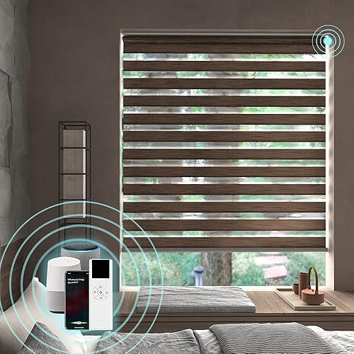 XINGXUN Persianas motorizadas de cebra de alta precisión, persianas de ventana de color y tamaño, persianas de filtrado de luz con motor de batería