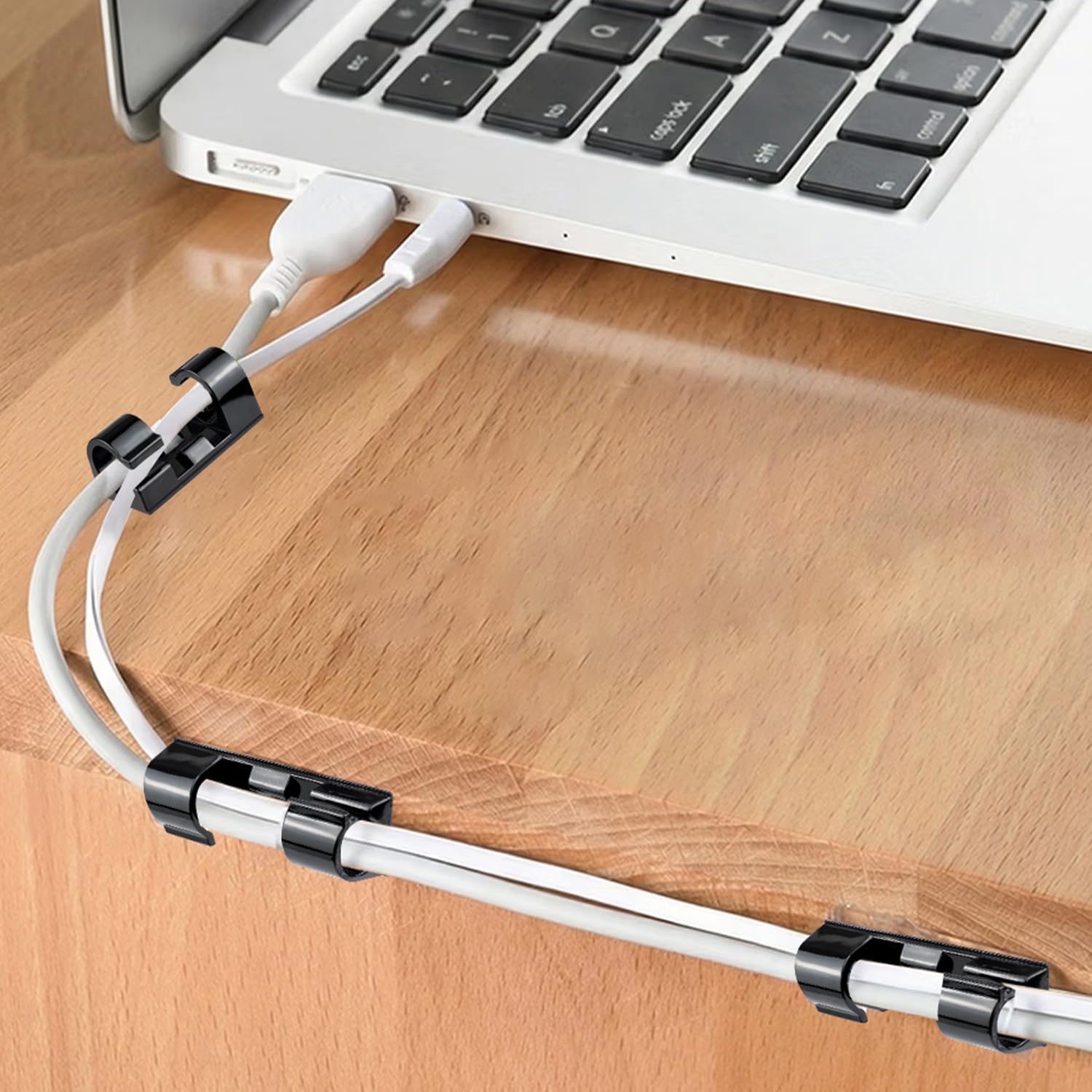 SOULWIT 50 Pcs Self Adhesive Cable Management Clips, Cable Organizers Sticky Wire Clips Cord Holder for TV PC Laptop Ethernet Cable Desktop Home Office (Black) — Amazon image 6