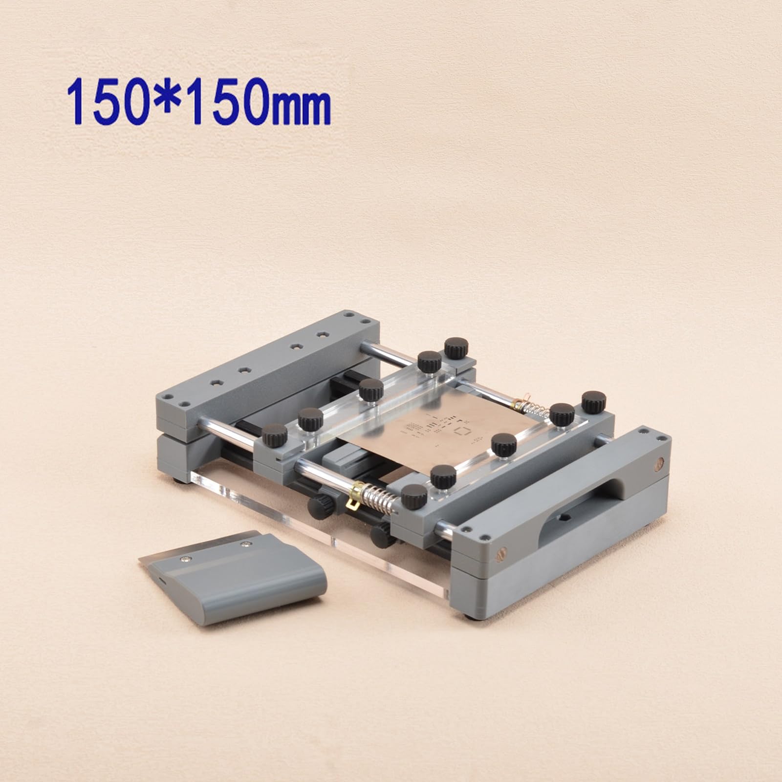 Miniaturowa drukarka szablonowa do płytek drukowanych z skrobakiem 80 mm | Ręczna drukarka pasty lutowniczej, powtarzalność ±0,01 mm, wielokrotne mocowanie, precyzyjne wyrównanie(150mmx150mm)
