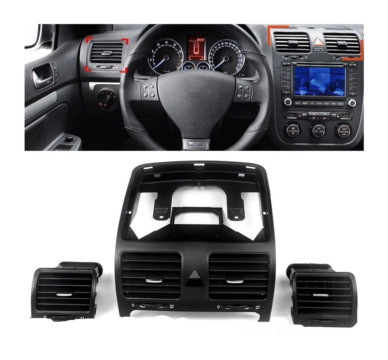 Auto Aria condizionata Ventilazione Per VW Per J&etta Per G&olf Per Rabbit 2004-2011 Set Bocchette Di Ventilazione Centrali Del Cruscotto OE:1KD819703 1KD819704 1KD819728 Griglia Per Auto