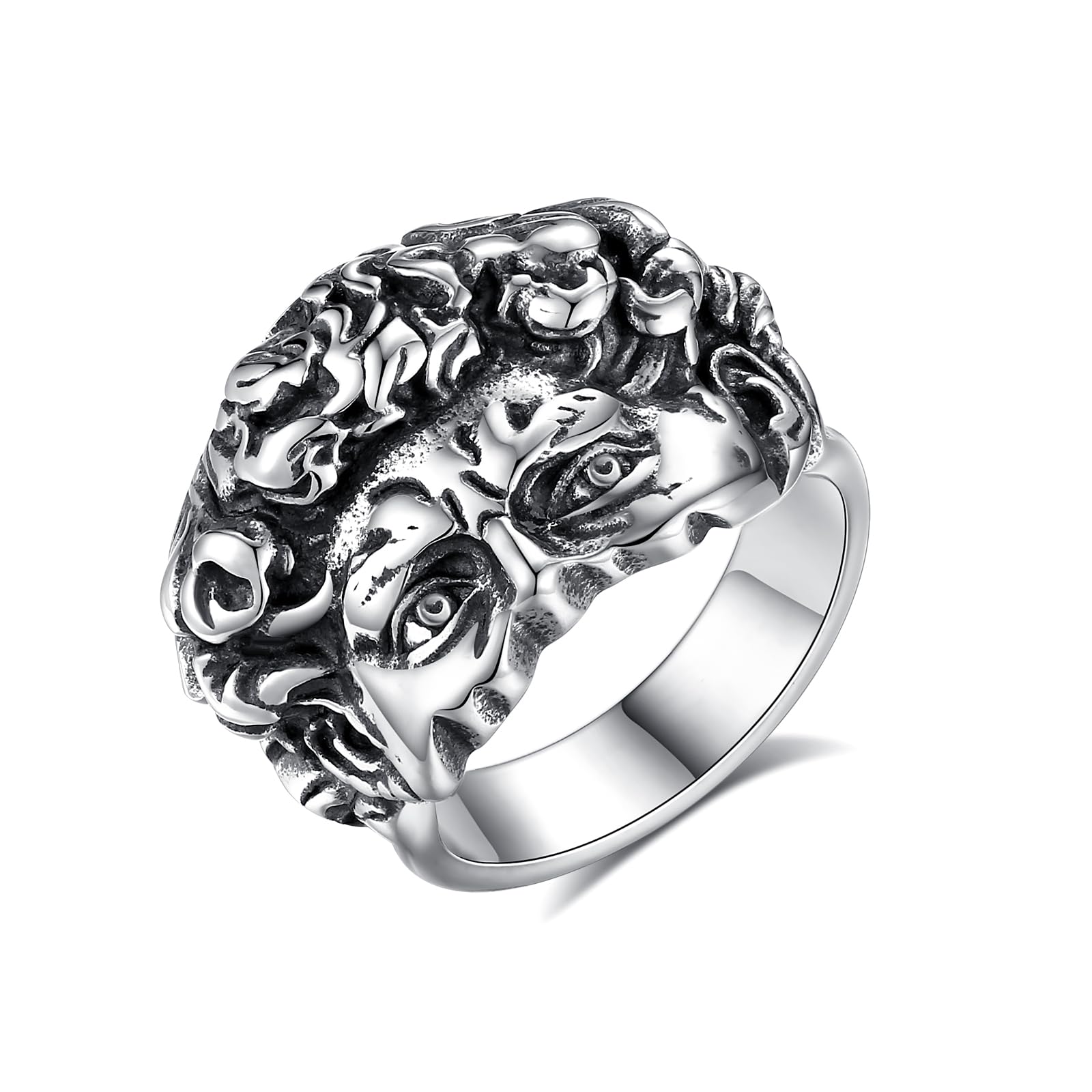 Anillo de David roto para hombre y mujer – Anillo clásico de acero inoxidable David de Stee Michelangelo – Anillo de arte de David con estatua, Metal, Sin piedras preciosas
