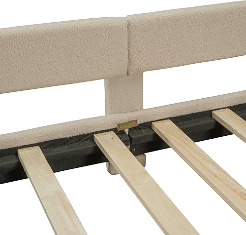 Miniatura 80 de Quarte Bonita cama de princesa tapizada de tamaño matrimonial con cabecero de corona, no requiere somier Beige/orejas de dibujos