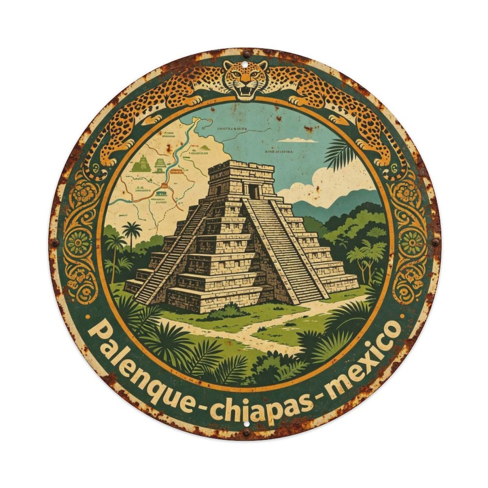 Palenque - Chiapas Metal Tin Sign Plaque