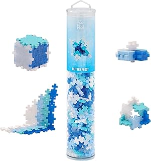 PLUS PLUS - Open Play Tube - 240 Piece Glitter Frost Mix - Construction Building Stem/Steam Toy, Interlocking Mini Puzzle Blocks for Kids