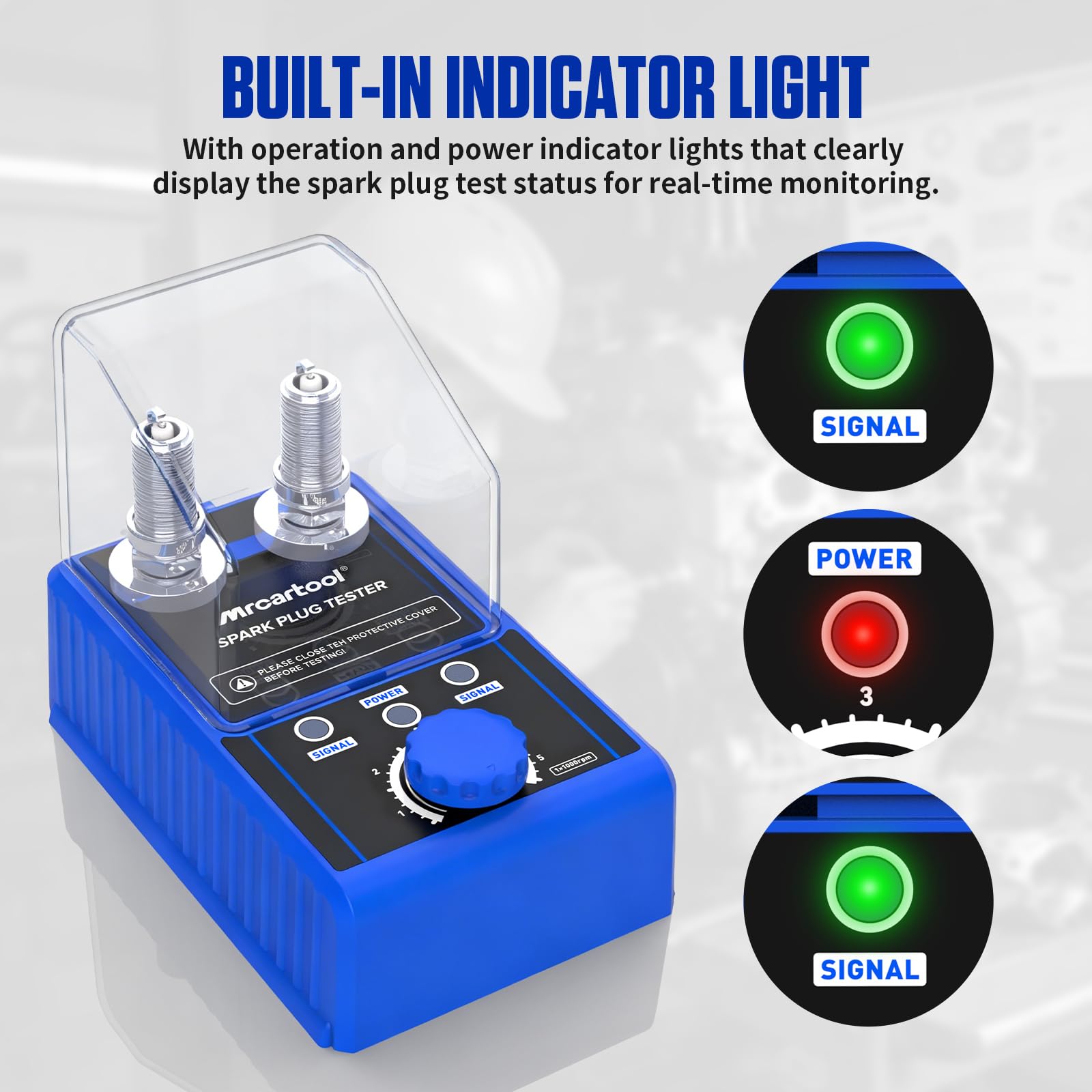 MRCARTOOL - Tester per candele di accensione, 220 V, tester di accensione per auto, con doppio foro regolabile, per veicoli da 12 V