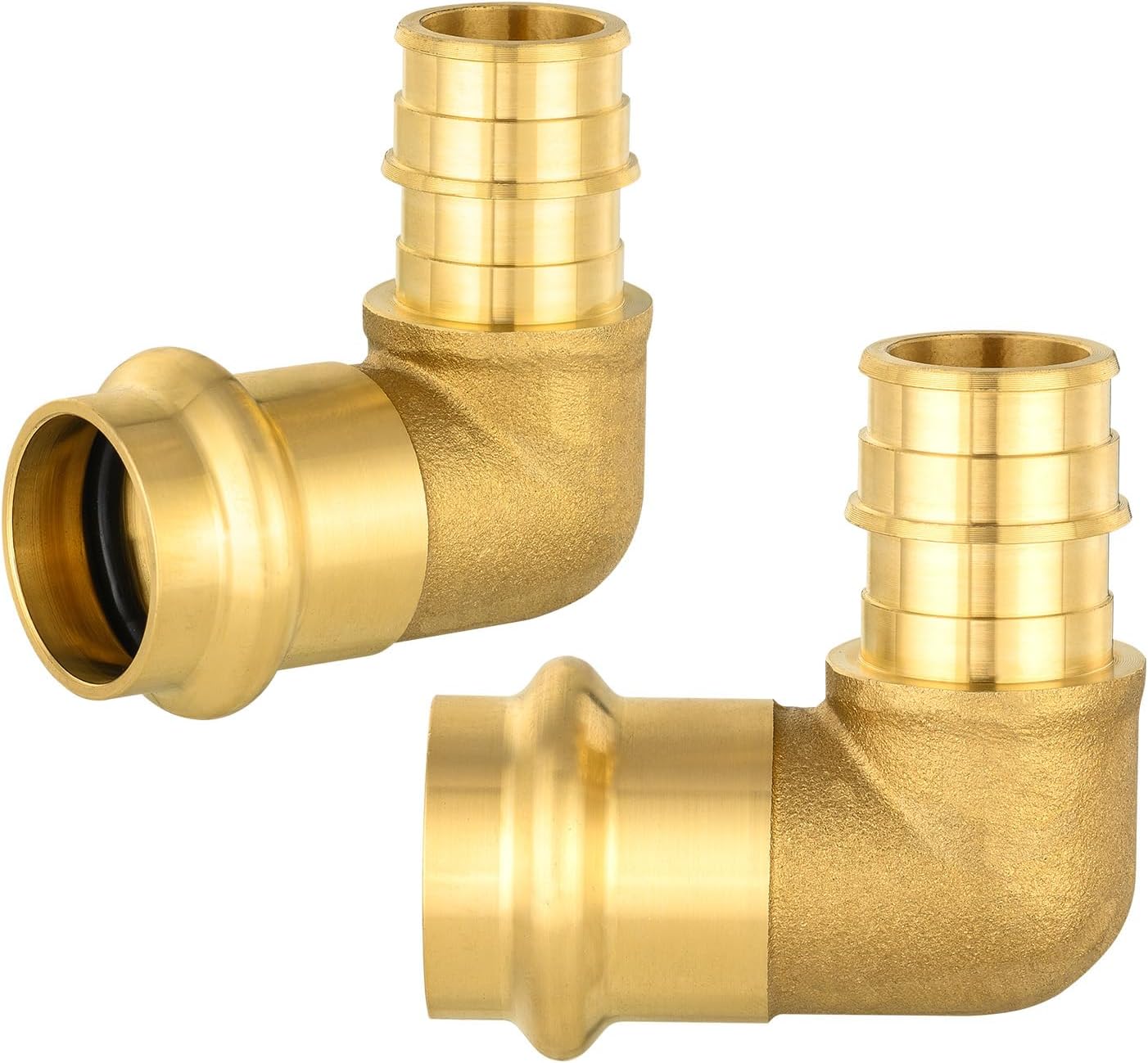 (Pack of 2) Seelink 1"Copper Press x 1"PEX Expansion Elbow, Brass Construction Fitting for Copper and Pex-A Pipe Connectione(PRESS203)