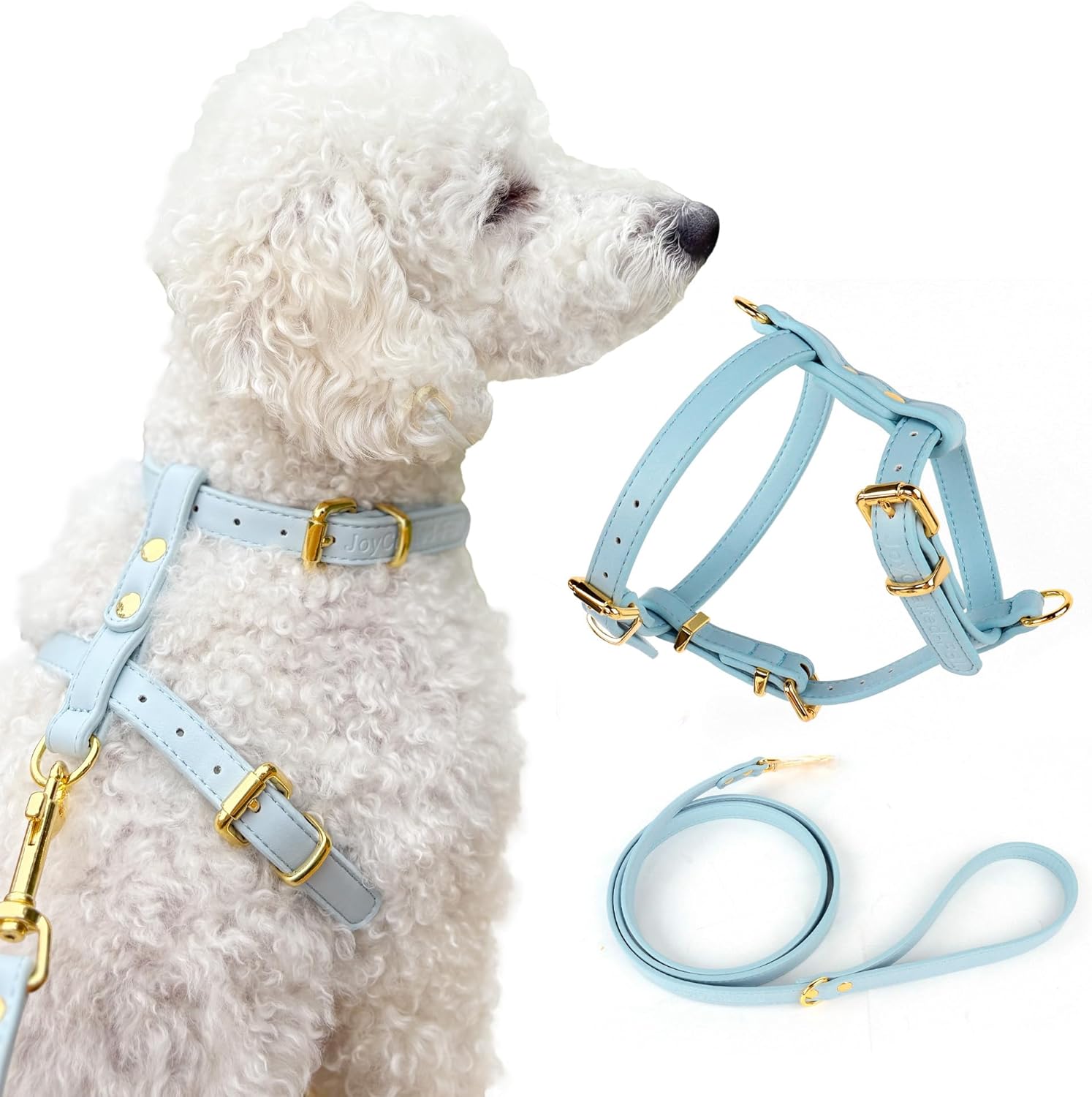 Luxury No Pull Dog Harness and Leash Set, PU Leather Escape-Proof Design, Anti-Choke Comfort, Front/Back Attachment, Essential Pet Supplies for Everyday Walks & Training (Harness Leash Set -Pink, M)