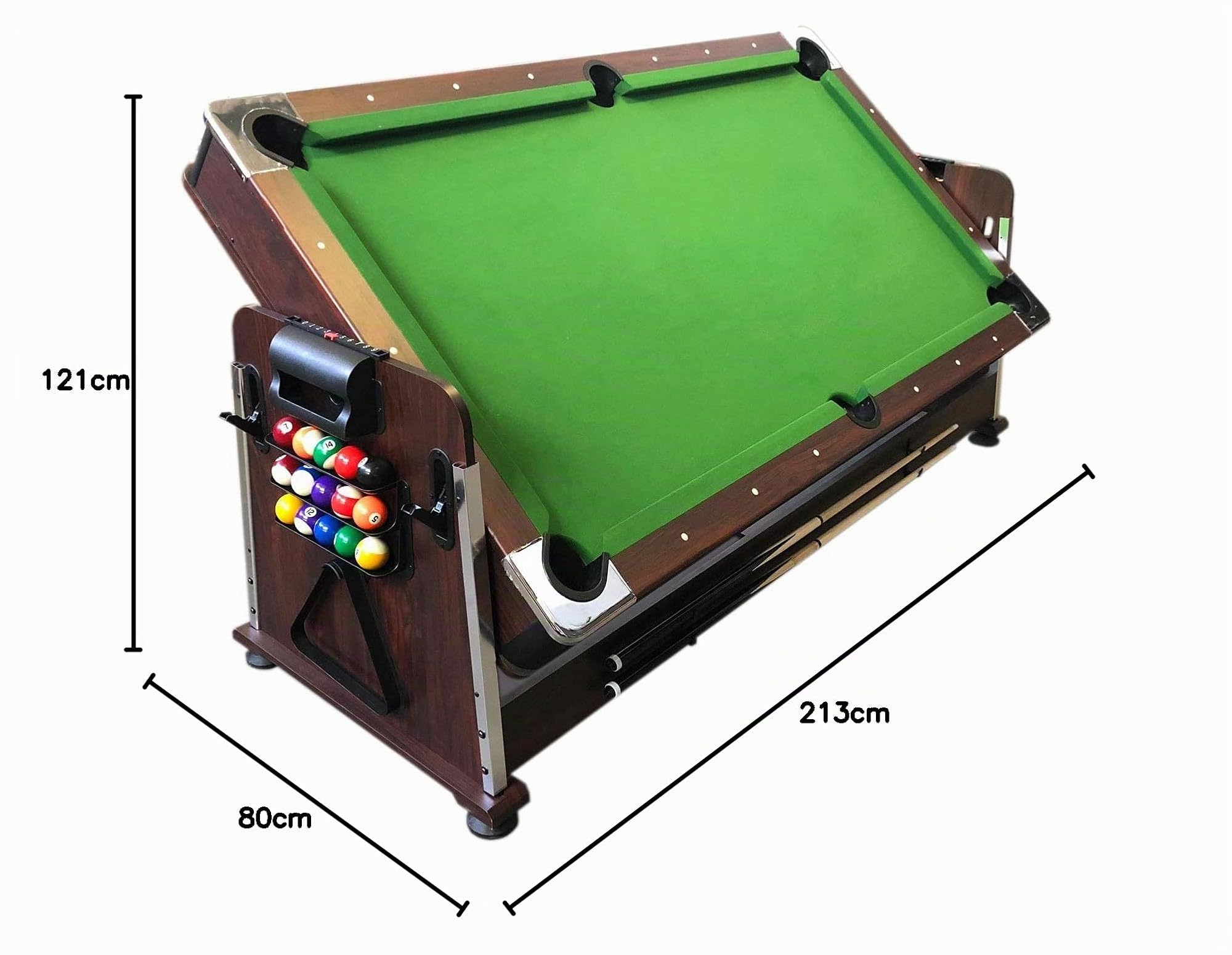 Simba Srl Biliardo 7 FT Carambola Verde + Air Hockey + Piano Ping Pong + Piano per Tavolo