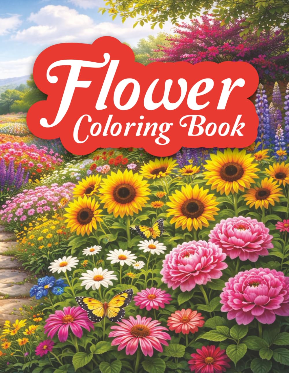 Bold & Easy Flowers Coloring Book: Easy-to-Color Garden Flowers for Beginners
