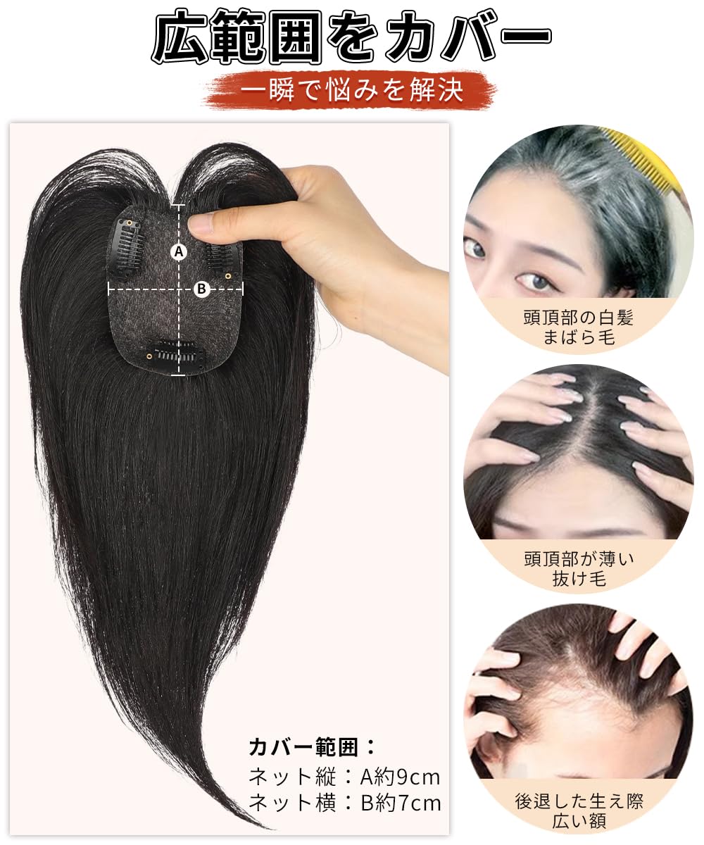Amazon.co.jp: ヘアピース 人毛 頭頂部 部分ウィッグ 前髪ウィッグ