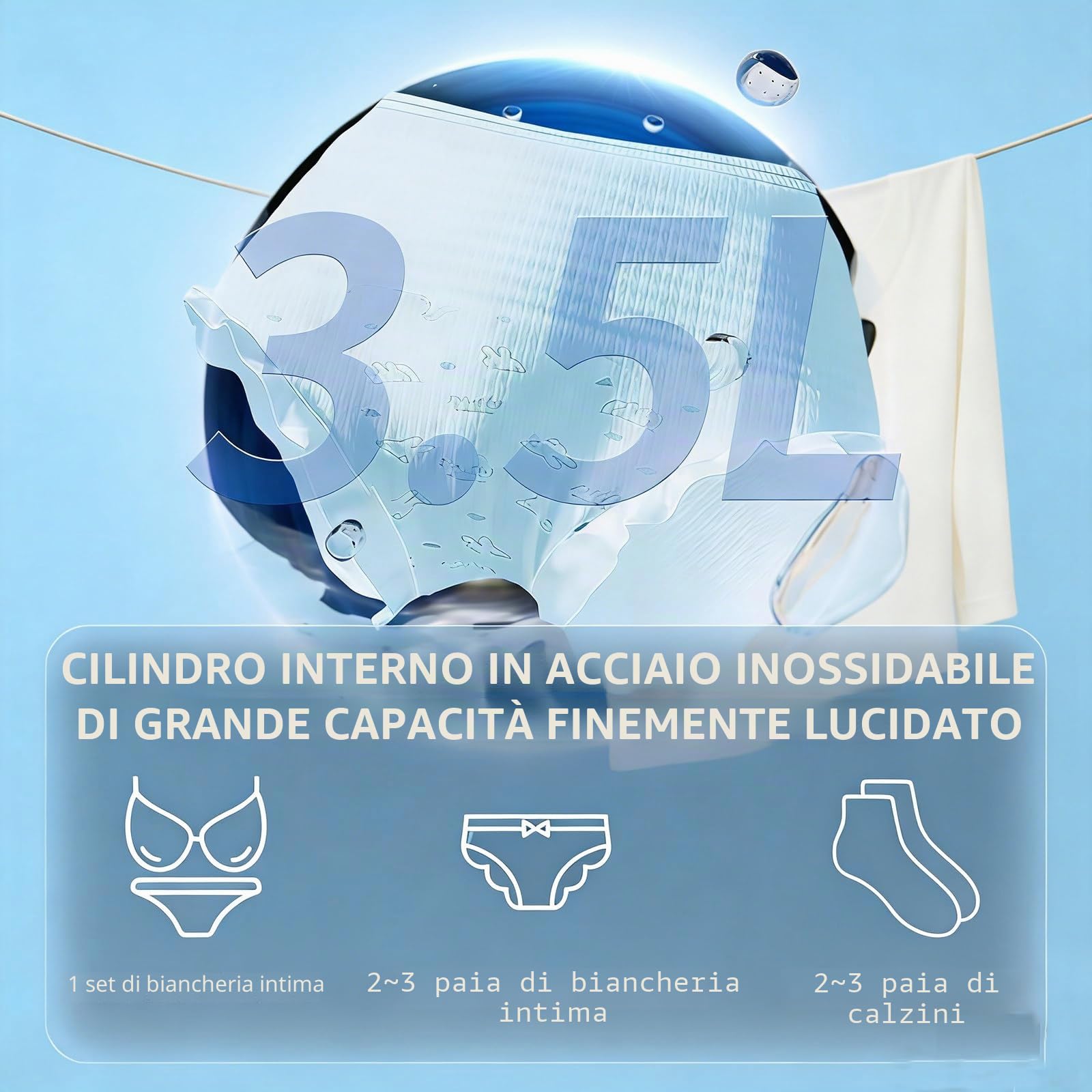 Lavatrice Portatile - Lavatrice Portatile Completamente Automatica con Funzione di Autopulizia del Cestello - Mini Lavatrice per Calzini - Piccola Asciugatrice a Parete