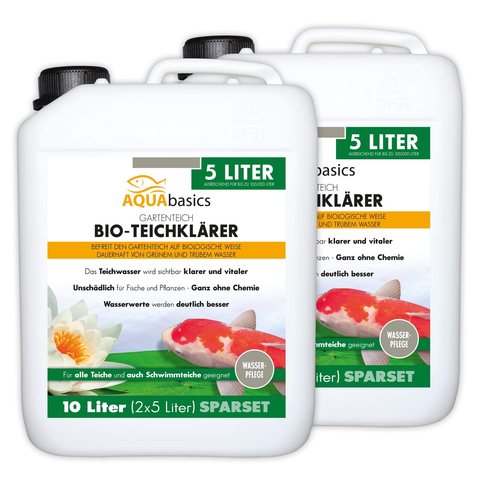 Gartenteich Bio-Teichklärer für kristallklares Wasser ohne Chemie - befreit den Teich von grünem und trübem Teichwasser, natürlicher Teich-Klärer, Größe:5 Liter