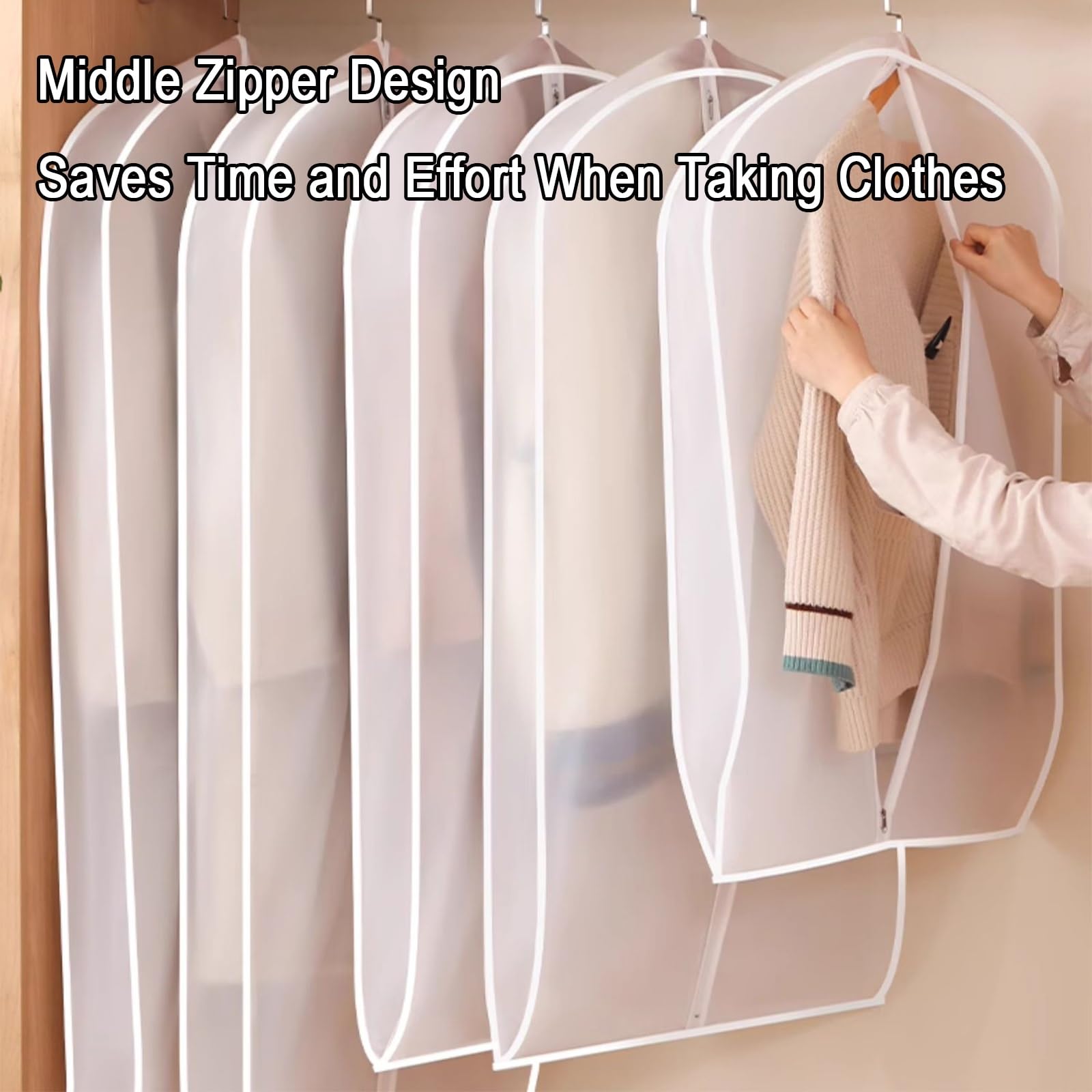 Fundas Ropa Armario Translúcidas para Colgar Ropa, Fundas Ropa para Guardar Abrigos, Vestidos, Chaquetas y Camisas en El Armario (5 Unidades)(130 * 60 * 10cm/51 * 24 * 4in)