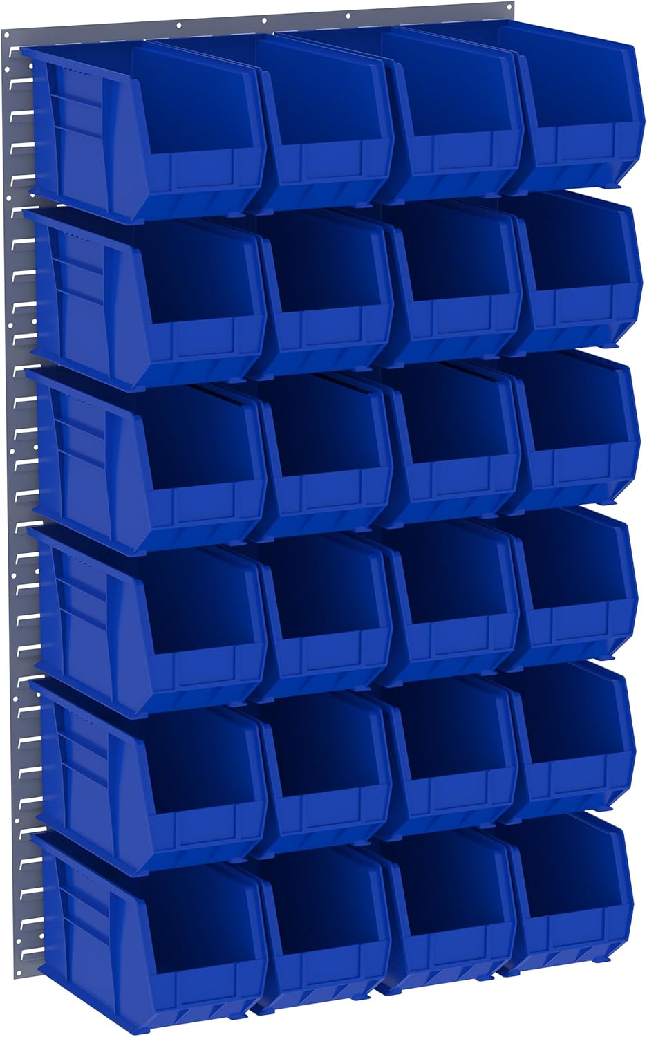 Akro-Mils 36"x61" Steel Wall Mount Louvered Panel with 6-Pack of 18"x8.25"x9" AkroBins Stackable Plastic Storage Bins (Clear), Organization Bundle for Garage, Workshop, Classroom
