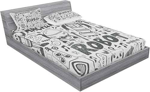 Miniatura 385 de Ambesonne Juego de sábanas bajeras y fundas de almohada occidentales, sombrero de vaquero con temática del salvaje oeste y cuerda de ganadería vieja