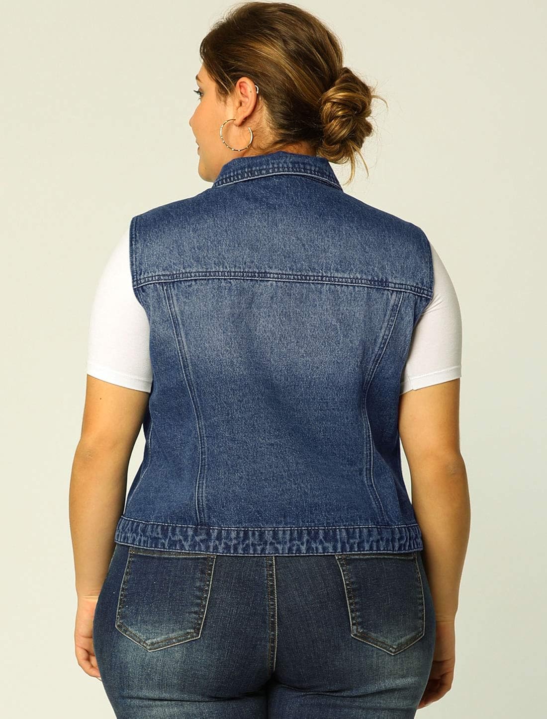 uxcell Women's Plus Size Buttons Denim Vest with Two Chest Flap Pockets Jackets 2023