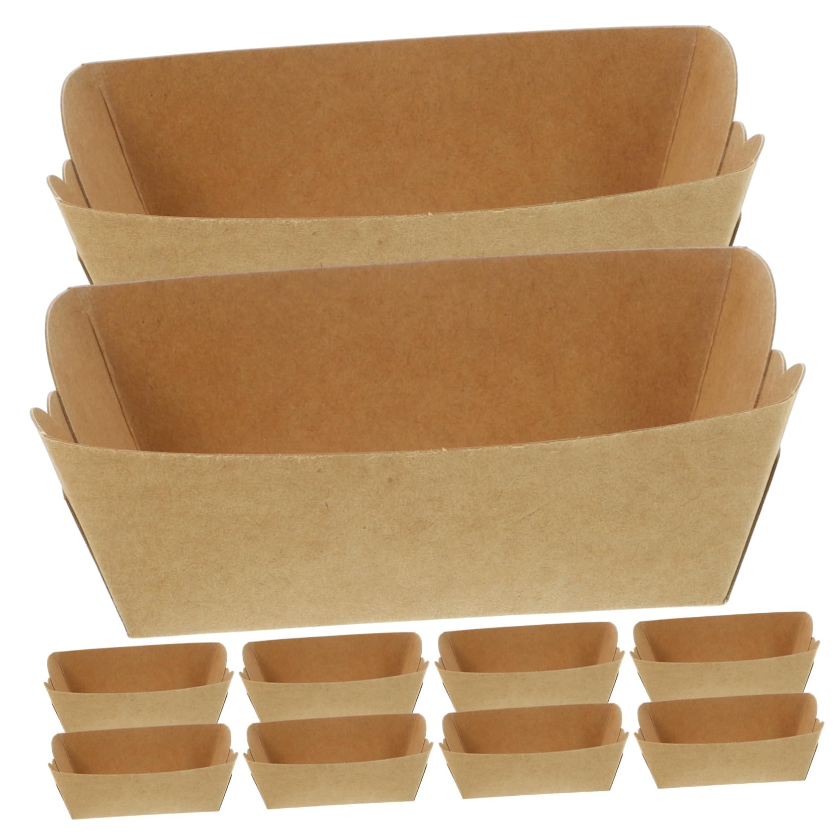 Garneck 100pcs Kraft Paper Food Trays Lids Disposable Takeaway Containers for Fast Food Snack Bar Cafe