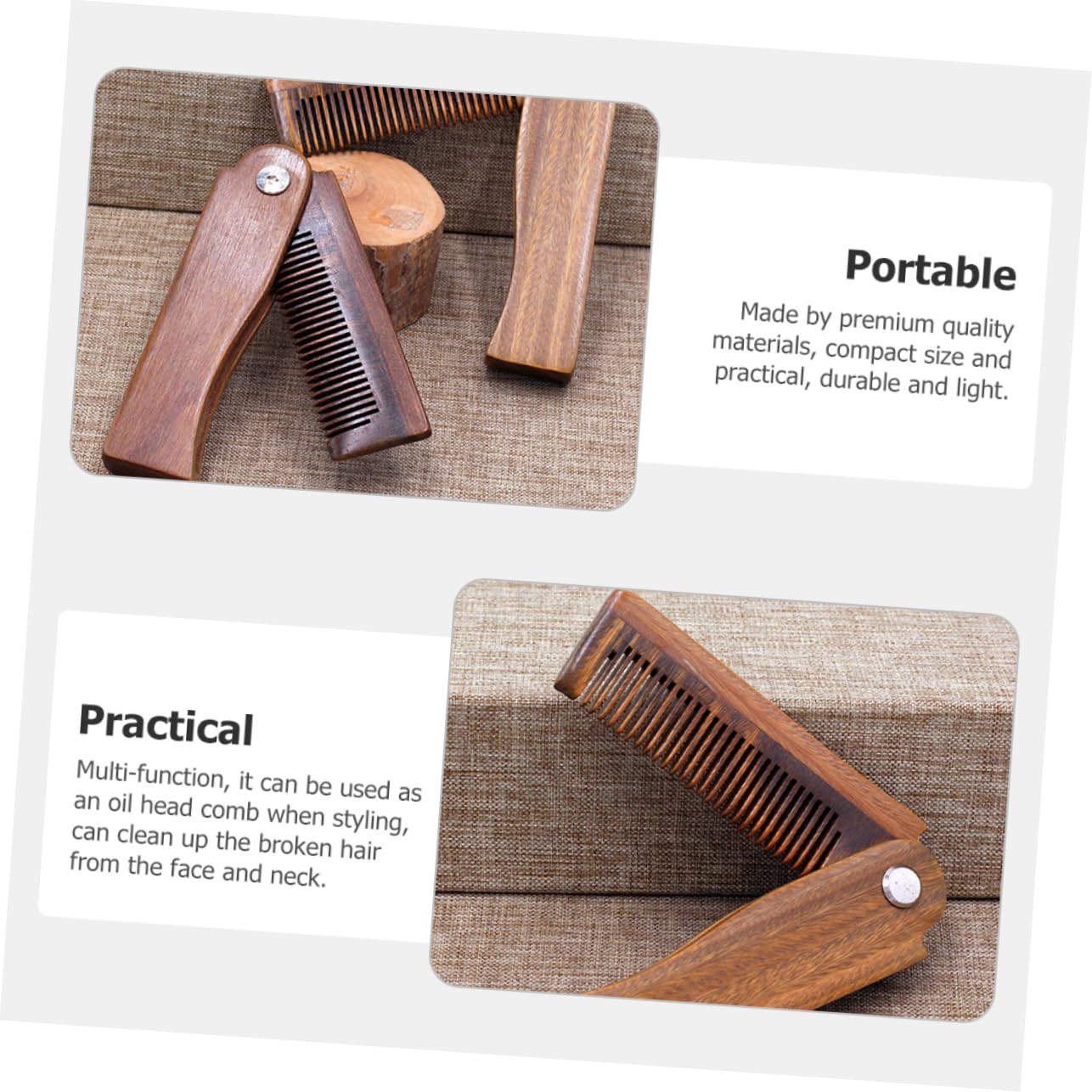 Beavorty 4 Set Pettine Tascabile Pieghevole Per Uomo Pettine Per in Legno Strumento Per Lo Styling Di Baffi E Barba Per Baffi in Legno Compatto E Portatile