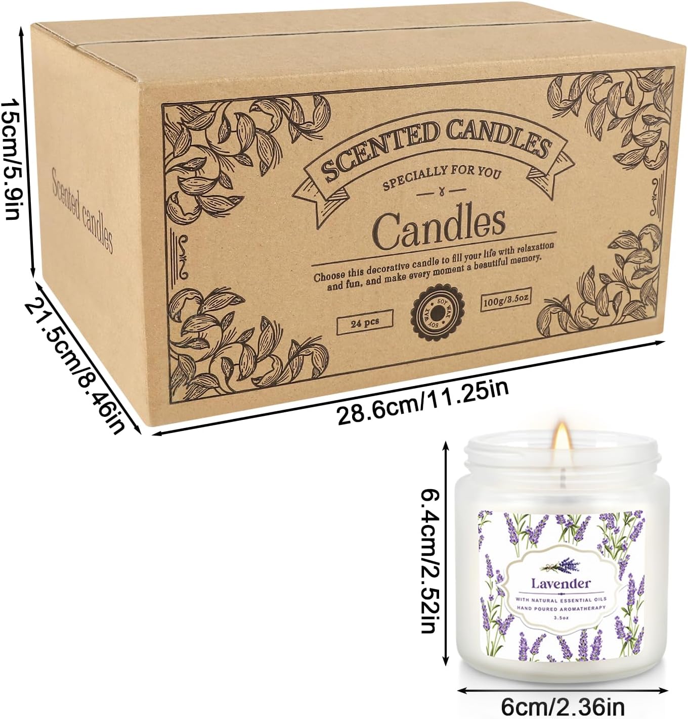 24-Pack White Frosted Scented Candles Set - 3.5oz Assorted Floral & Fruit Fragrances,Odor Eliminating,for Home Decor, Gifting & Relaxation.