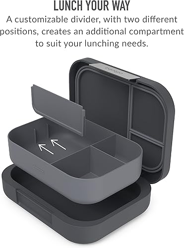 Miniatura 7 de Bentgo Juego de lonchera moderna estilo Bento, con taza reutilizable (gris oscuro)