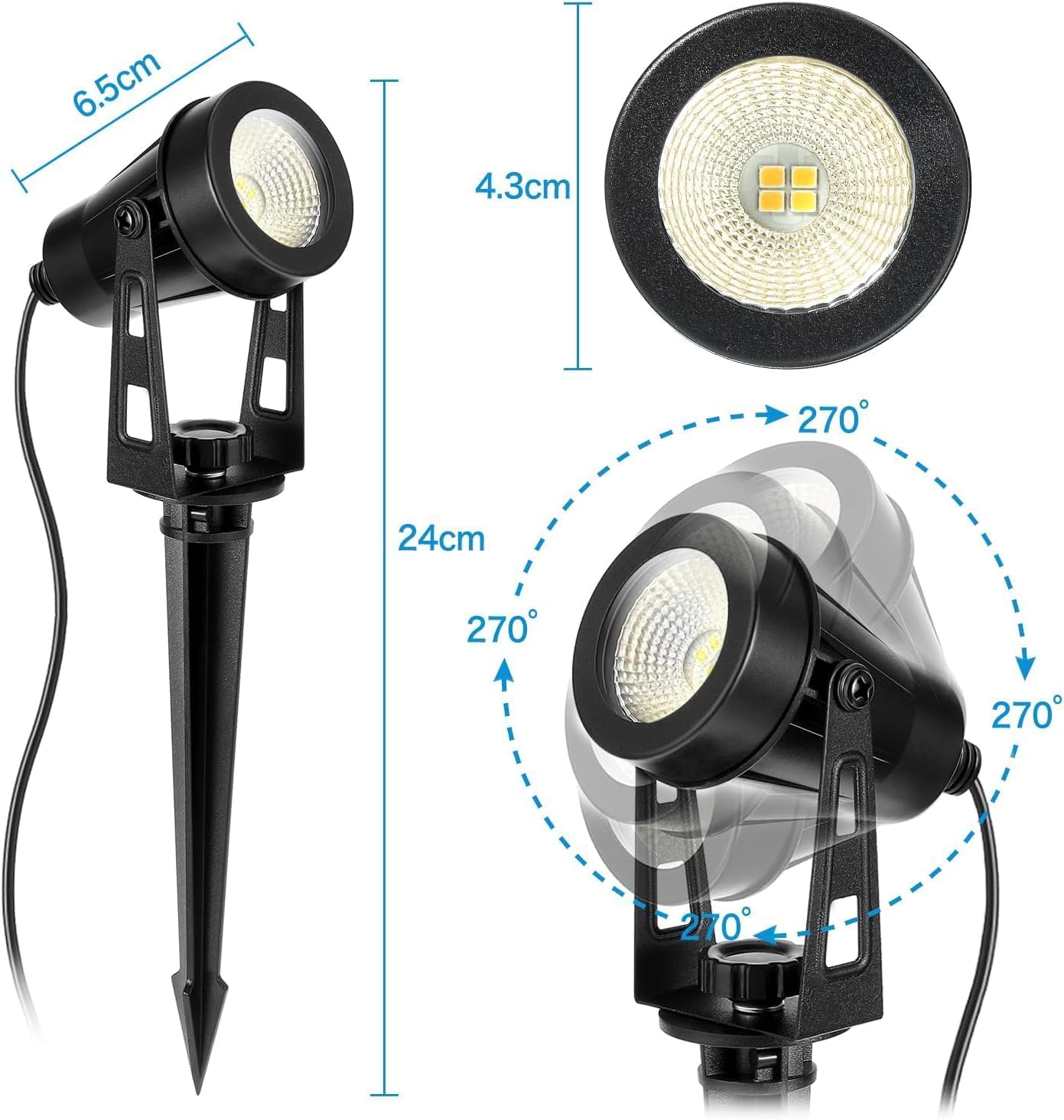 Illuminazione da giardino a LED RGB da 12 W, set da 4 faretti da giardino con picchetto, IP65, impermeabile, 14 colori, illuminazione esterna per giardino, cortile, festa, alberi, giardino, cavo