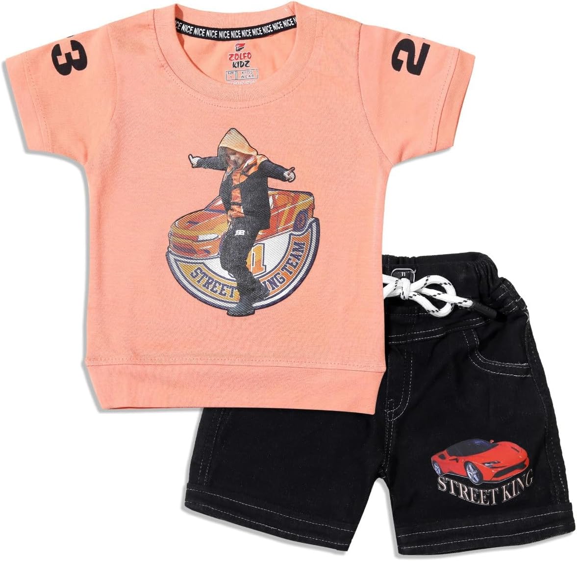 Boys Cotton Clothing| Street King Print T-Shirt with Fancy Shorts Set