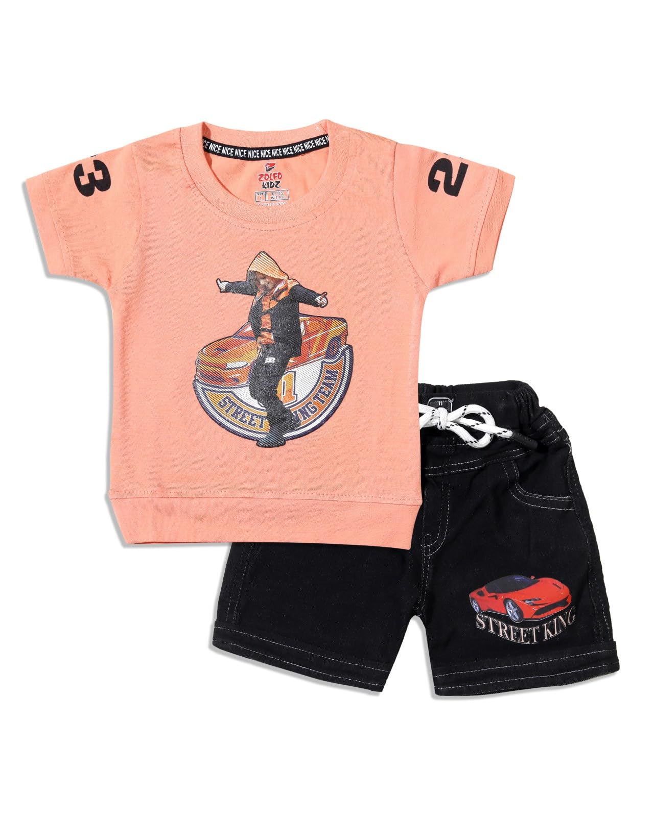 Boys Cotton Clothing| Street King Print T-Shirt with Fancy Shorts Set