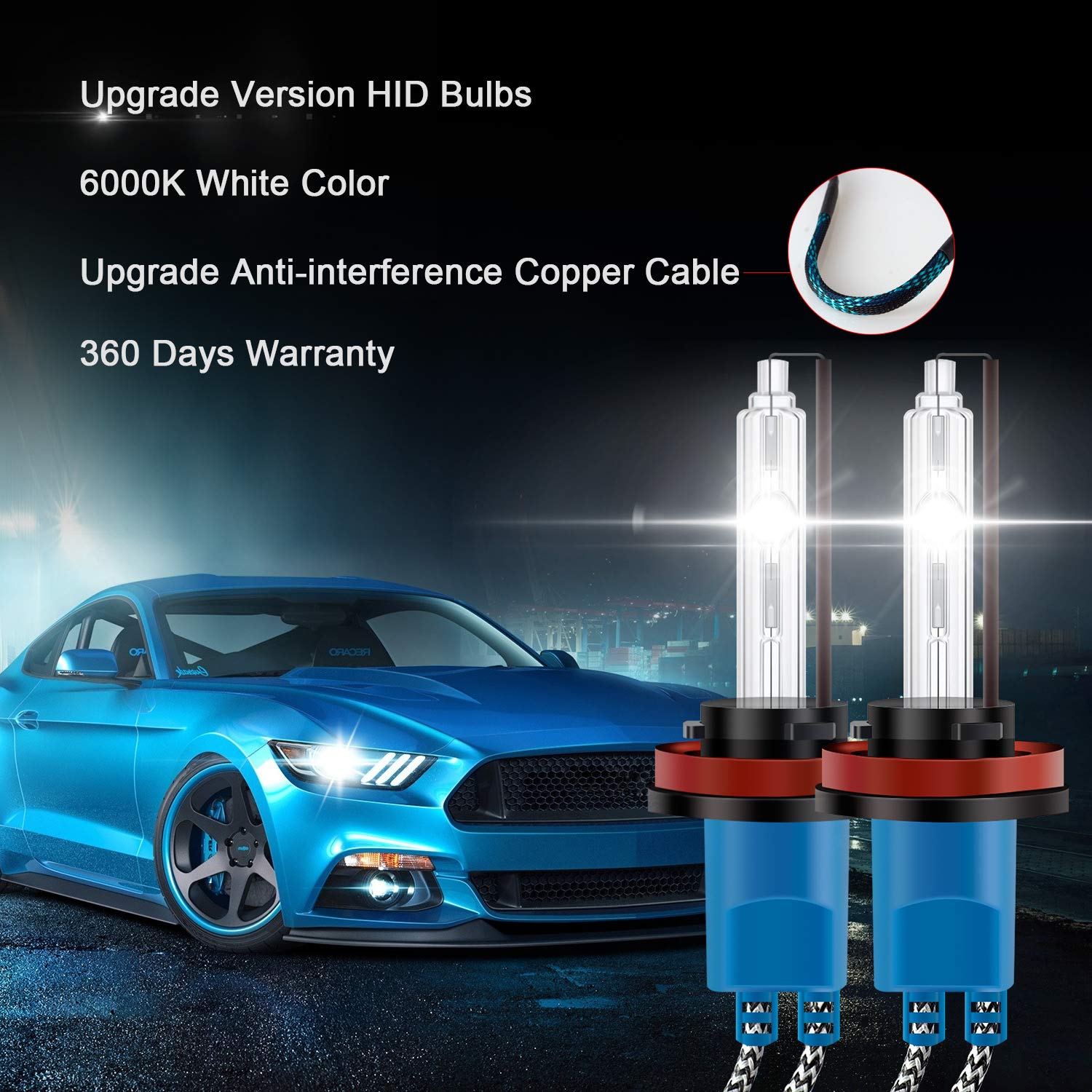 Lampadine H11 H8 H9 WinPower 55W HID - 6000K Bianco Puro, 2 Pezzi, Per Fari Auto - Foto 6