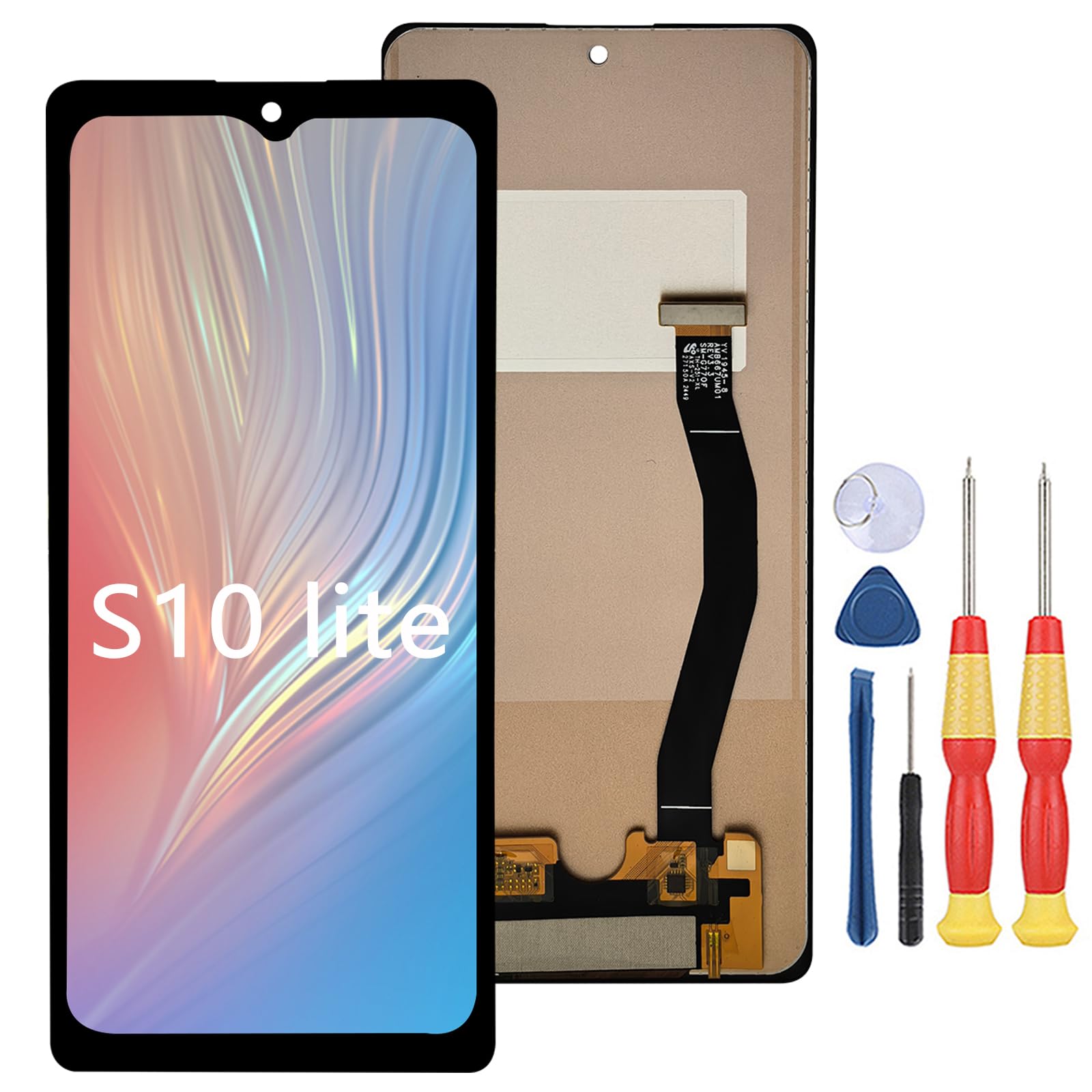 Display LCD compatibile con Samsung Galaxy S10 Lite Display LCD Touch Screen Assembly Riparazione Parti di ricambio con strumenti.