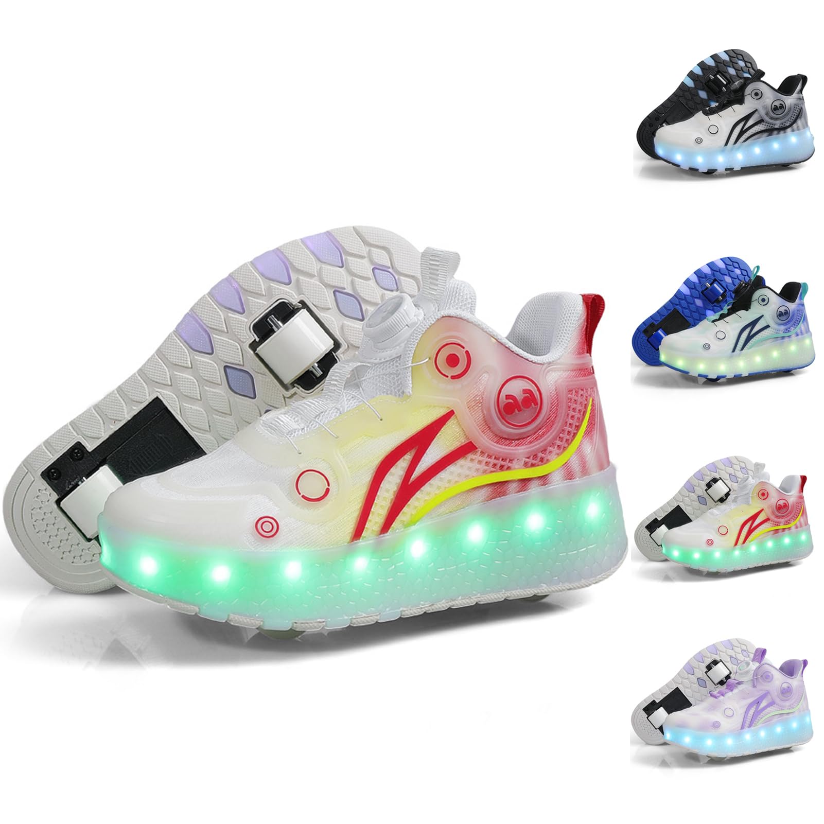 Chaussures à roulettes 2 roues LED clignotant multisports outdoor