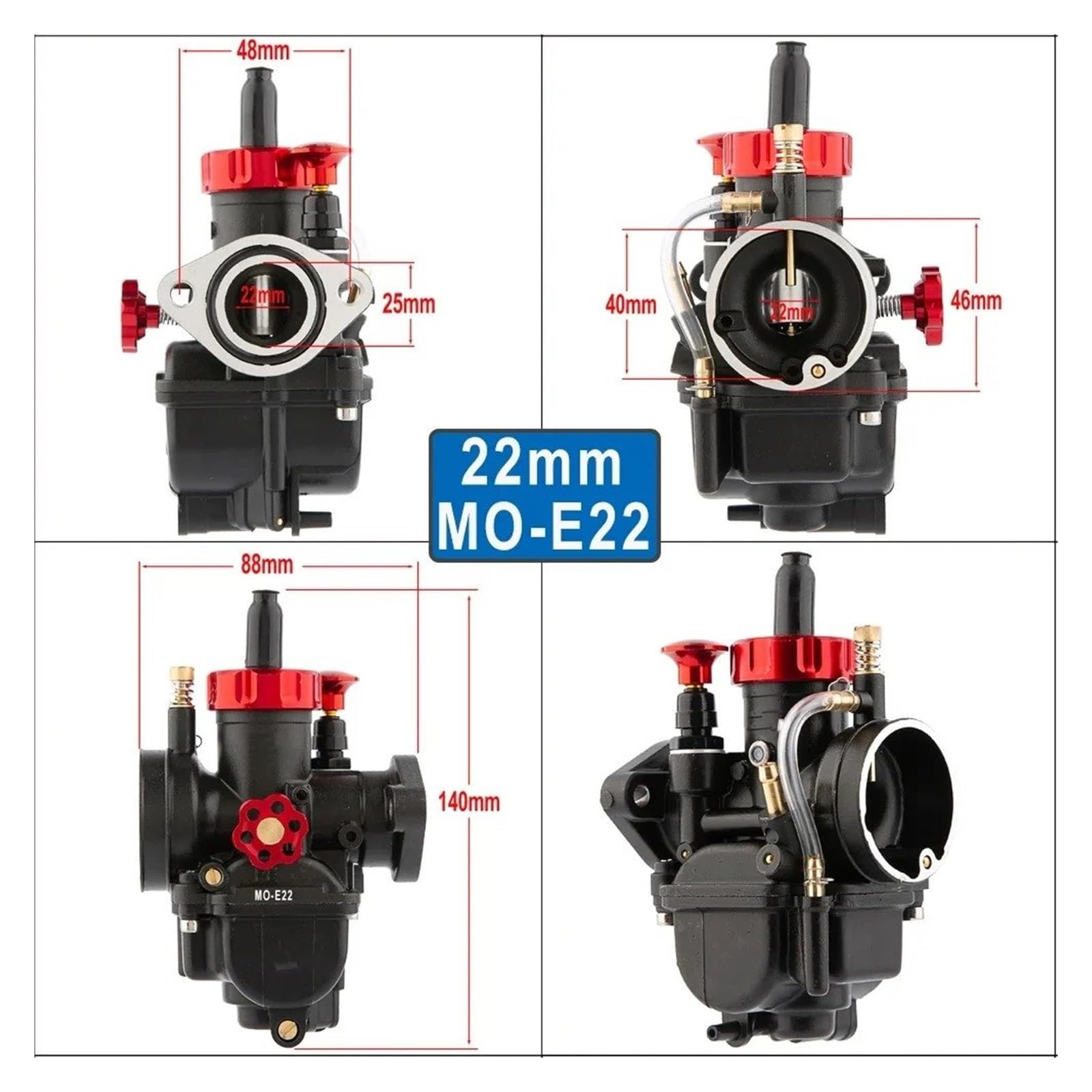 Motosierra Carburador Carburador De Motocicleta 80CC - 250CC Para Brida Negra PE Piezas Internas Repuesto Para Ciclomotor Bicicleta Para GY6 Pitbike Pete(19MM)