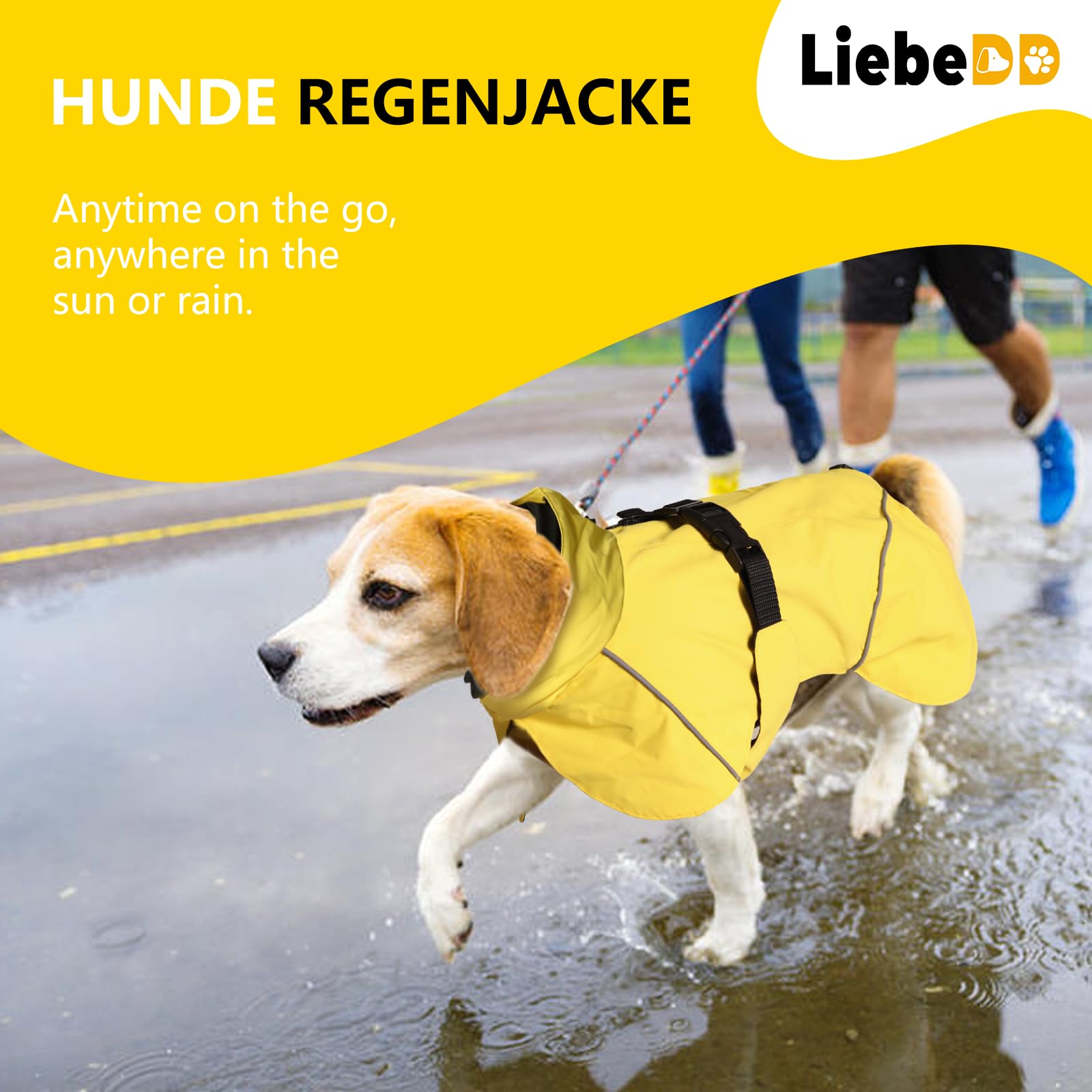LiebeDD Hunderegenmantel - Wasserdicht Mit Reflektorstreifen